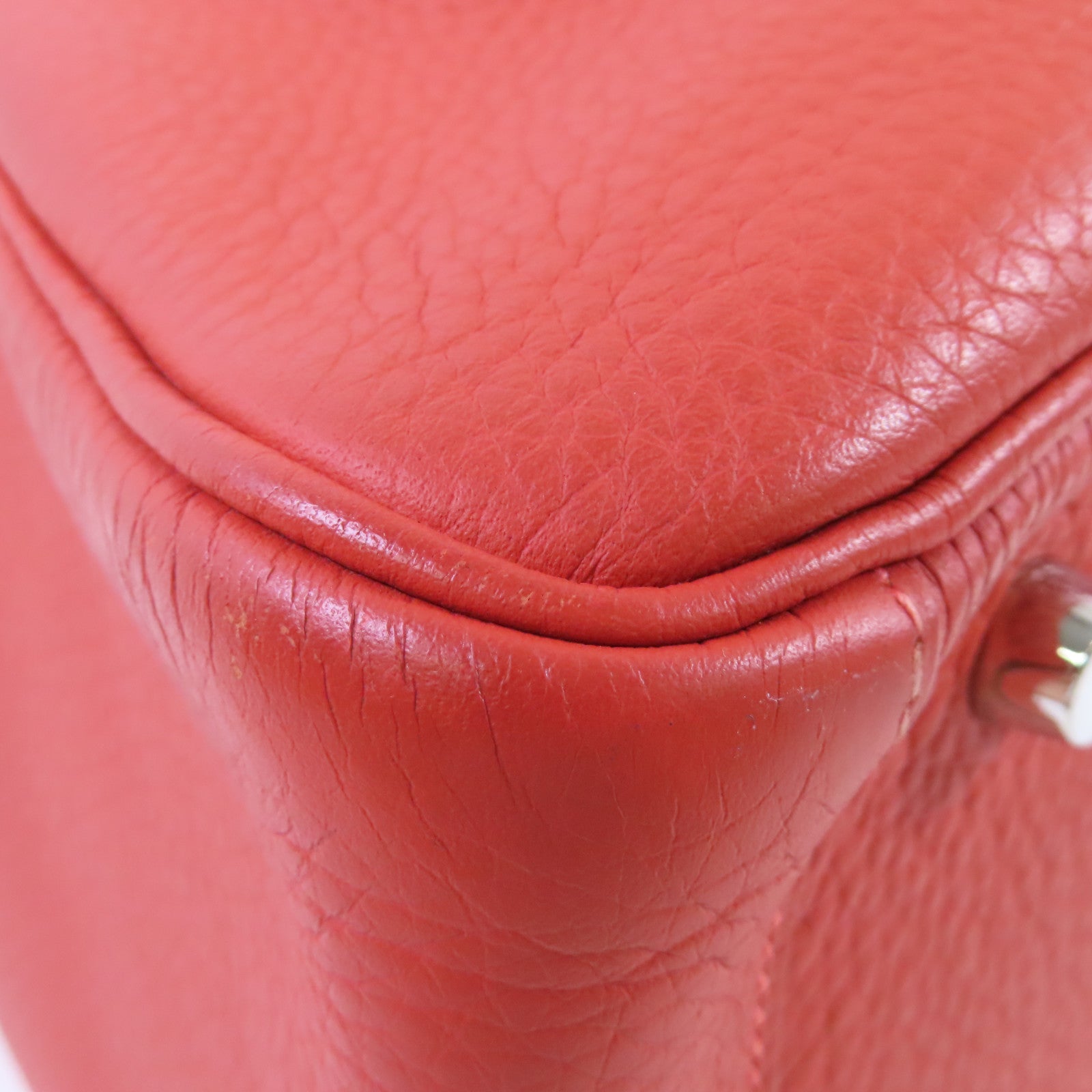 HERMES Clemence皮革Lindy 30 Shoulder Bag銀扣肩背袋9M Sanguine三文魚紅色/2R Rouge Pivoine牡丹紅色
