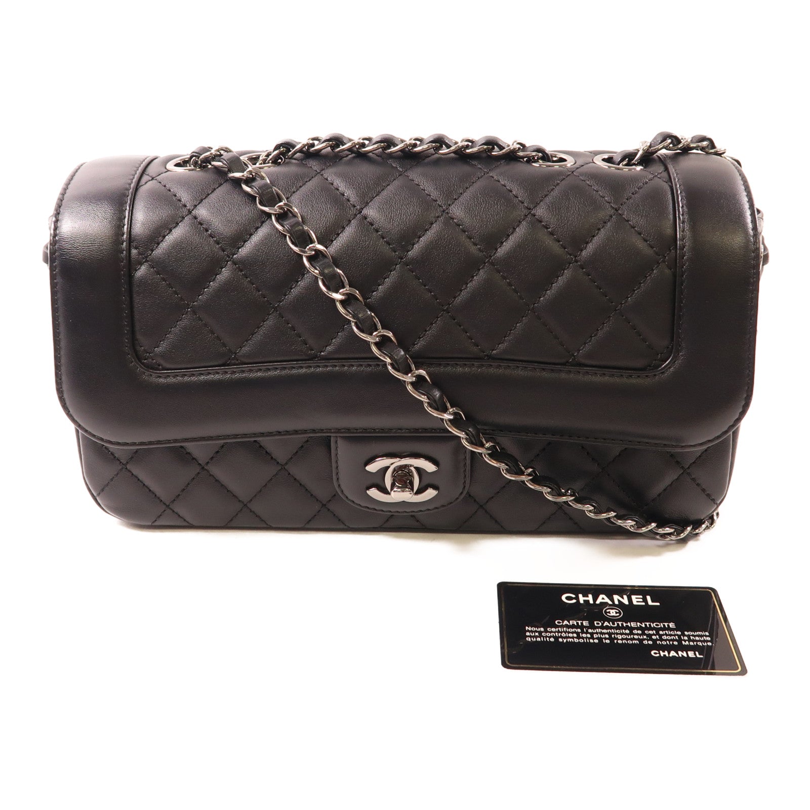 CHANEL【激減優惠】 羊皮皮革Chain Shoulder銀扣鏈帶肩背袋