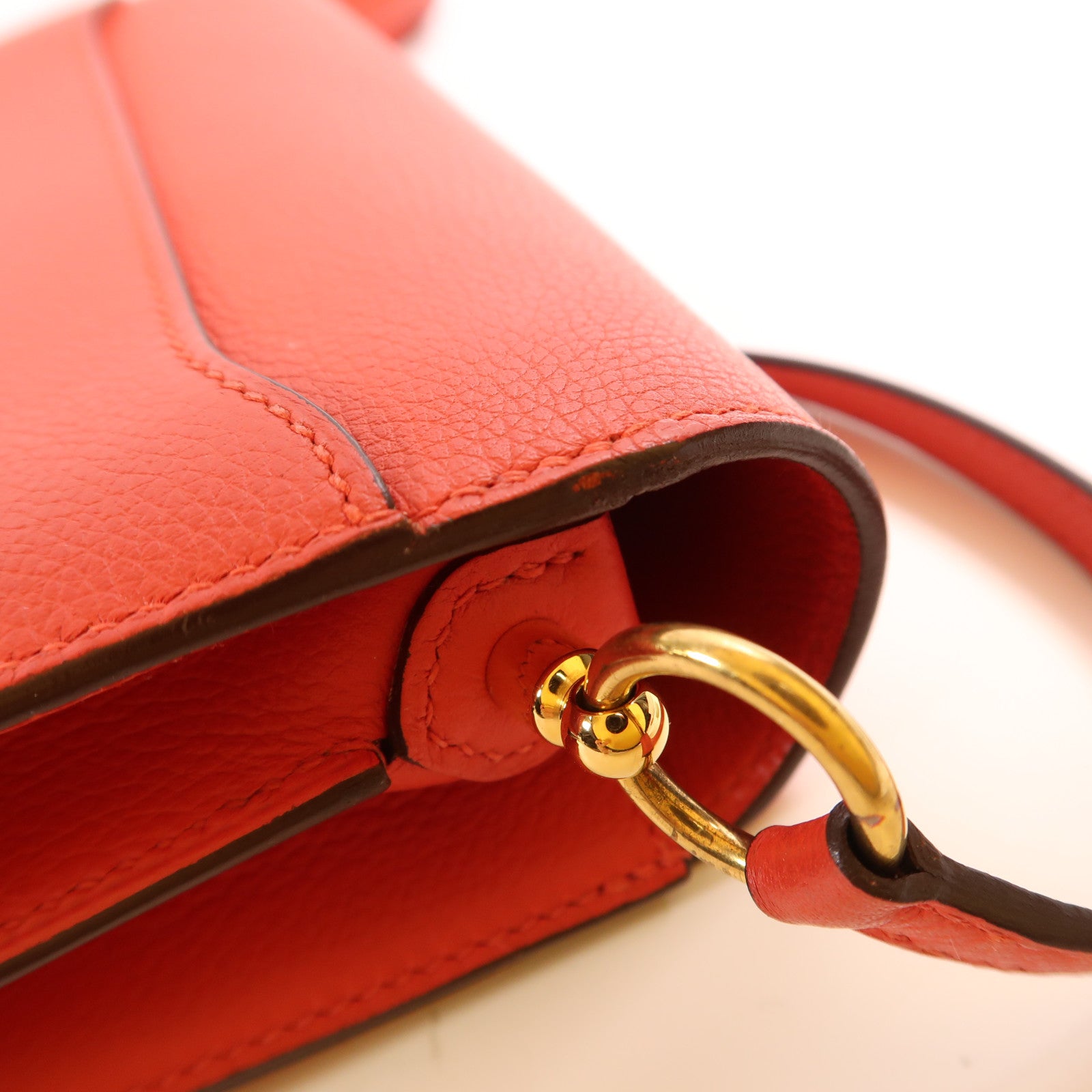 HERMES Evercolor皮革Roulis Mini金扣肩背袋Rouge Tomate