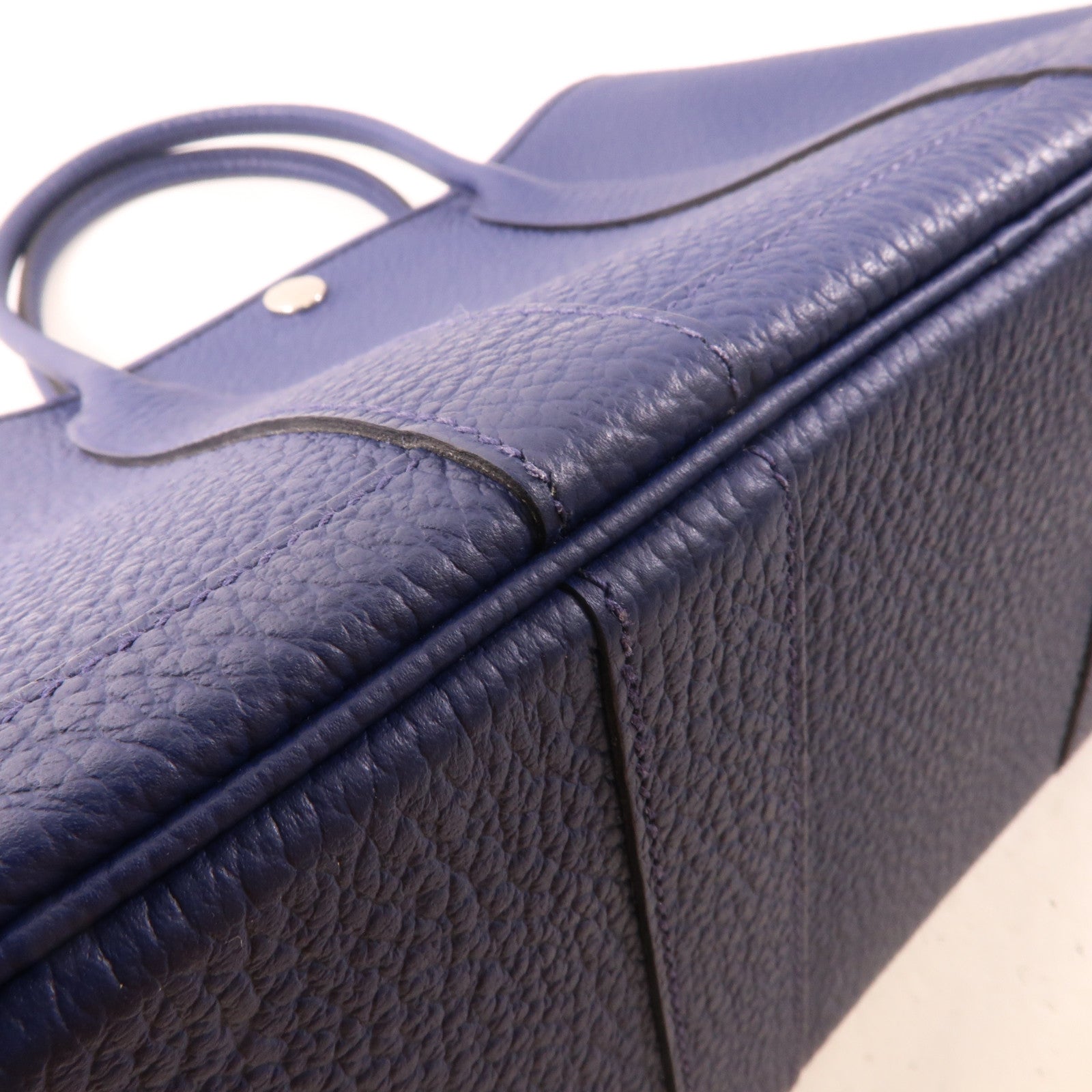 HERMES Negonda皮革Garden Party TPM銀扣手挽袋Blue Saphir/藍色