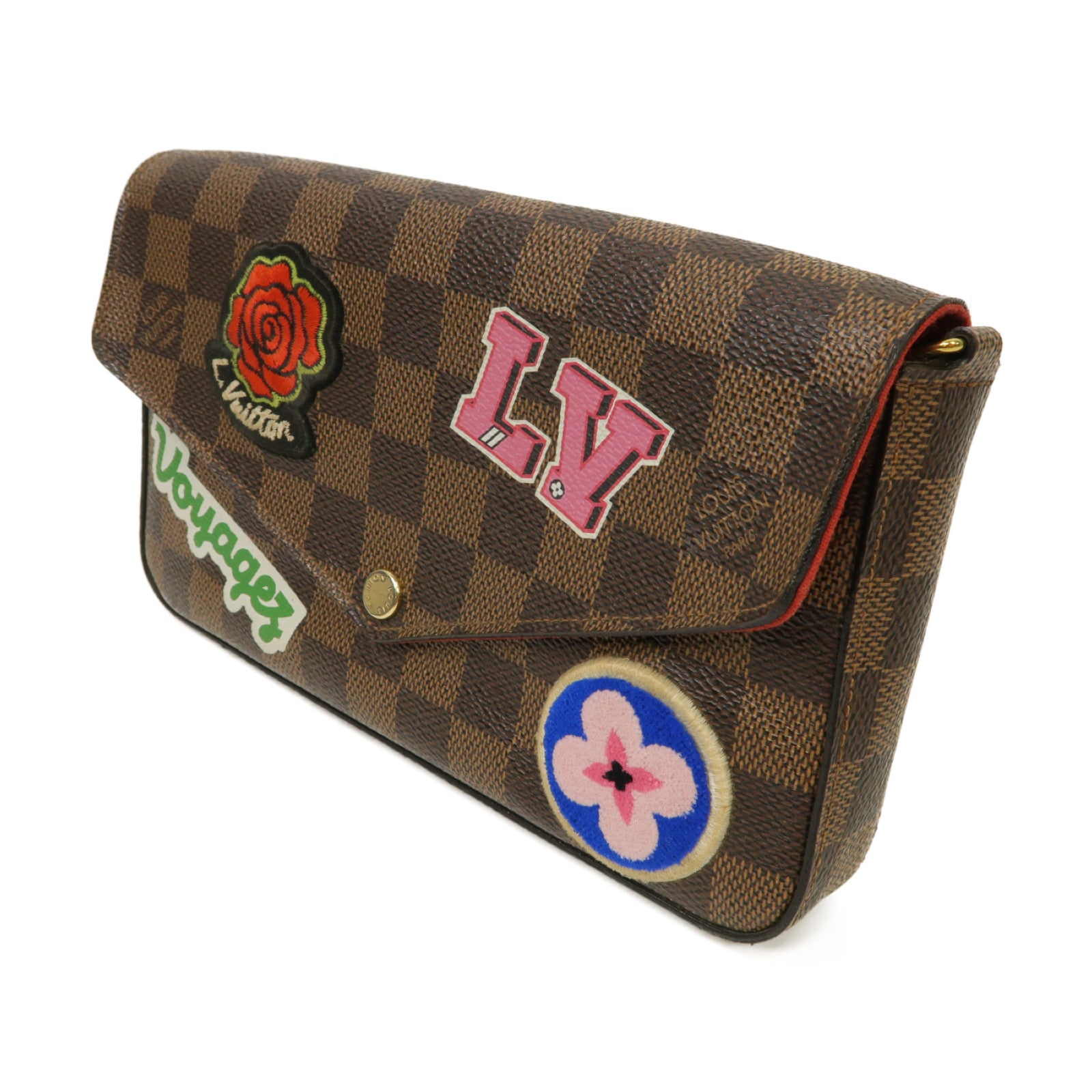 LOUIS VUITTON 【激減優惠】Damier Pochette Felicie金扣鏈帶肩背袋啡色