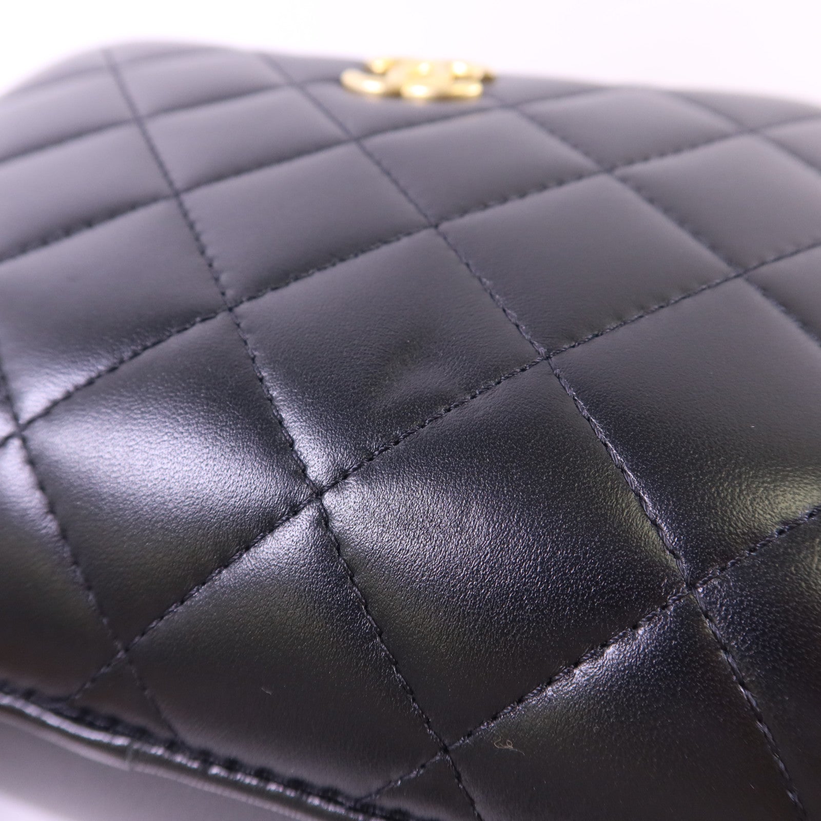 CHANEL 牛皮皮革CC Bubble Top Handle Vanity Case金扣手挽肩背兩用袋