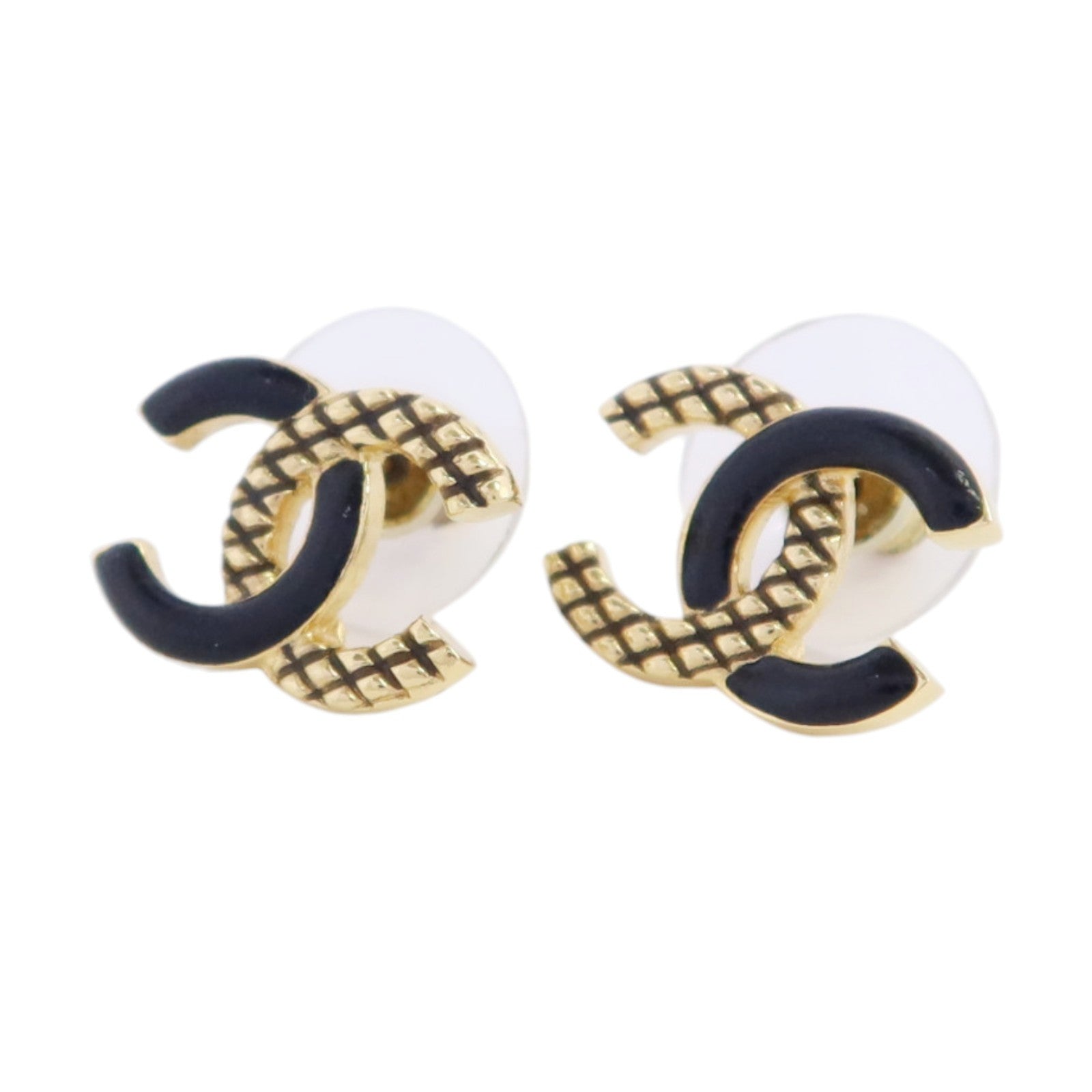 CHANEL 金屬/PVC CC Earrings金扣耳環