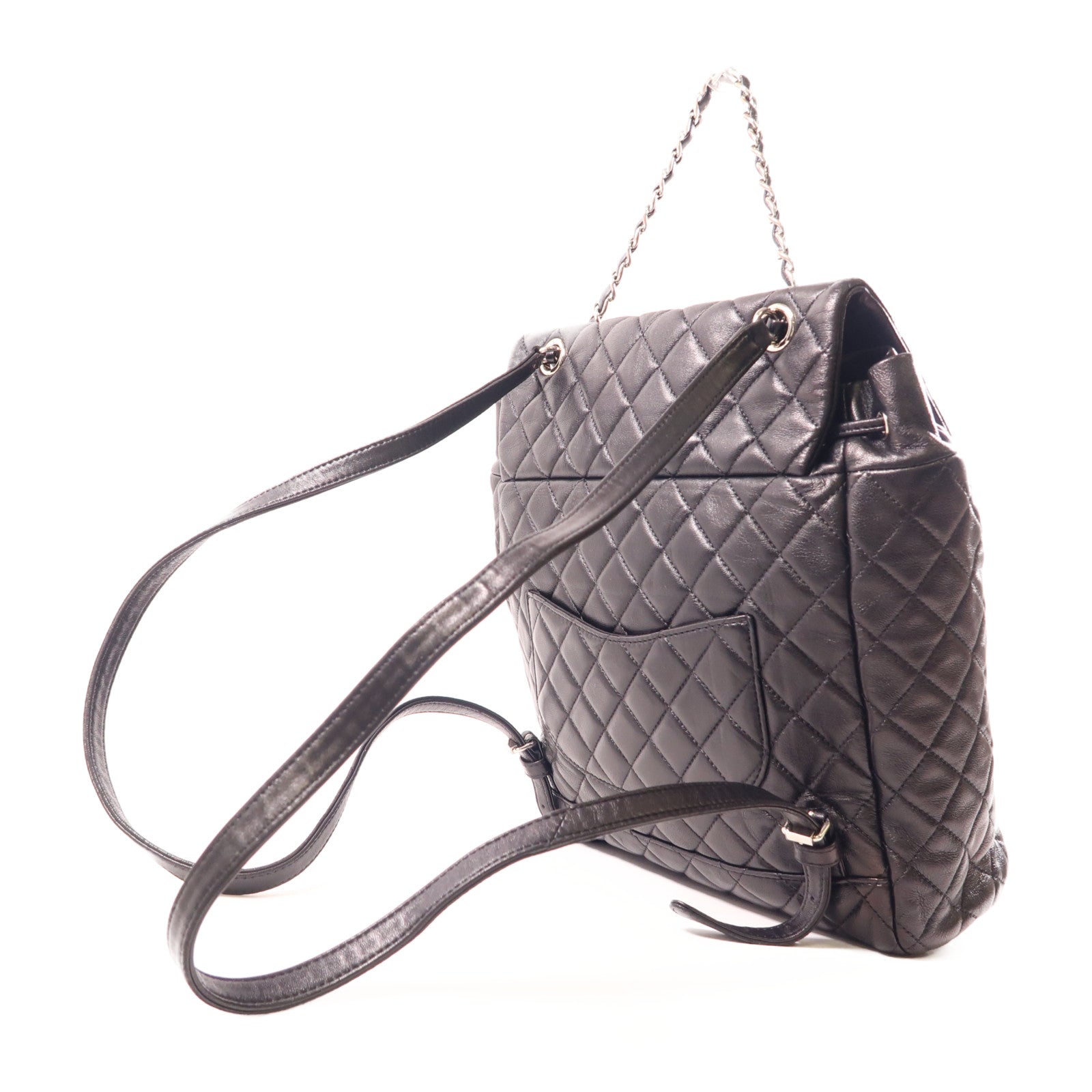 CHANEL 羊皮皮革Backpack銀扣背包