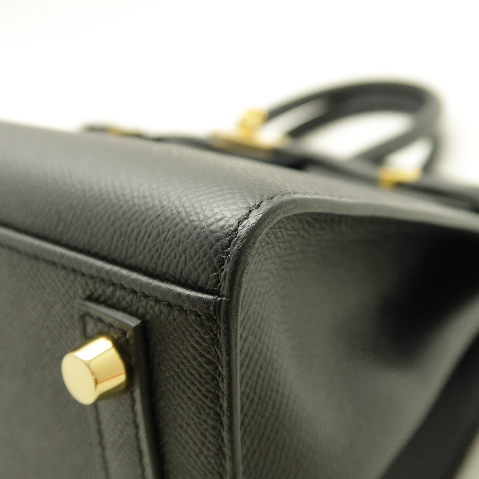 HERMES Epsom皮革Birkin 25金扣手挽袋Noir/黑色