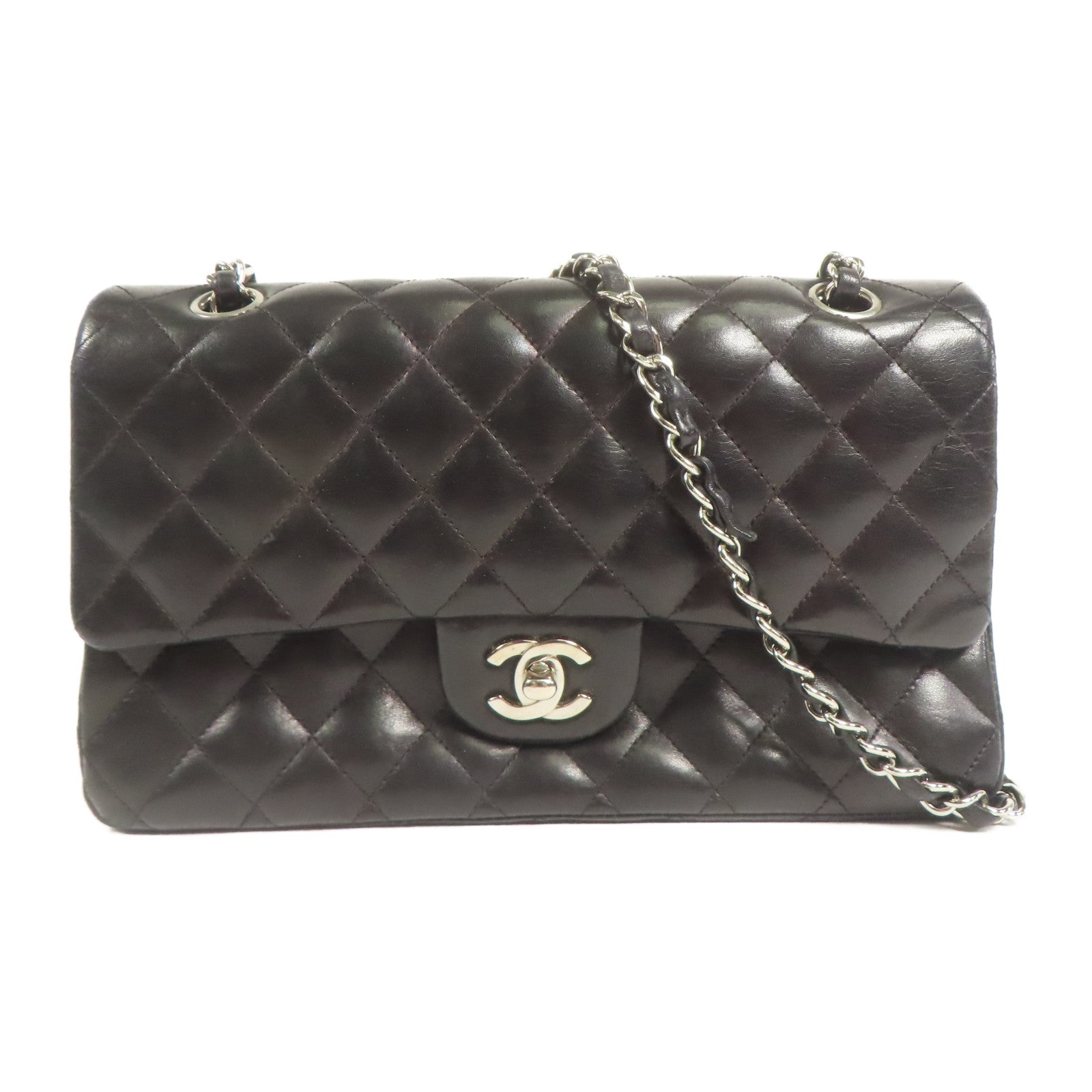 CHANEL 羊皮皮革Classic 25銀扣鏈帶肩背袋