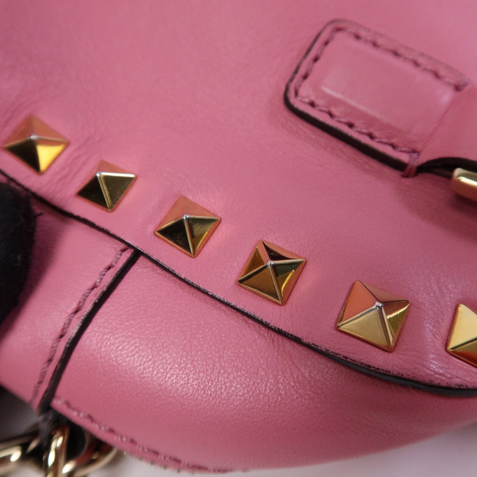 Valentino 【激減優惠】牛皮皮革Rockstud 2Way Bag金扣鏈帶手挽肩背兩用袋