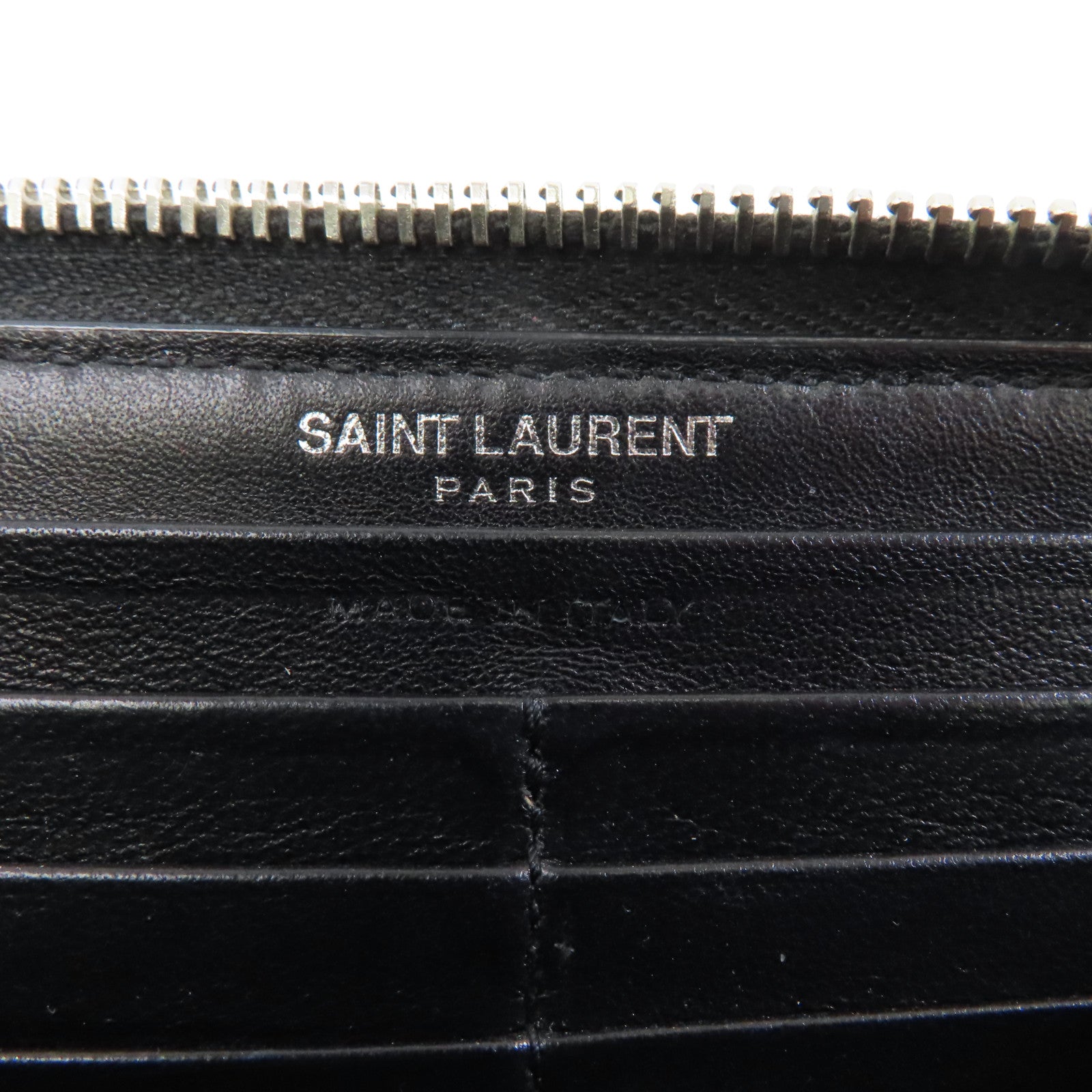 SAINT LAURENT 牛皮皮革Long Wallet銀扣長錢包黑色