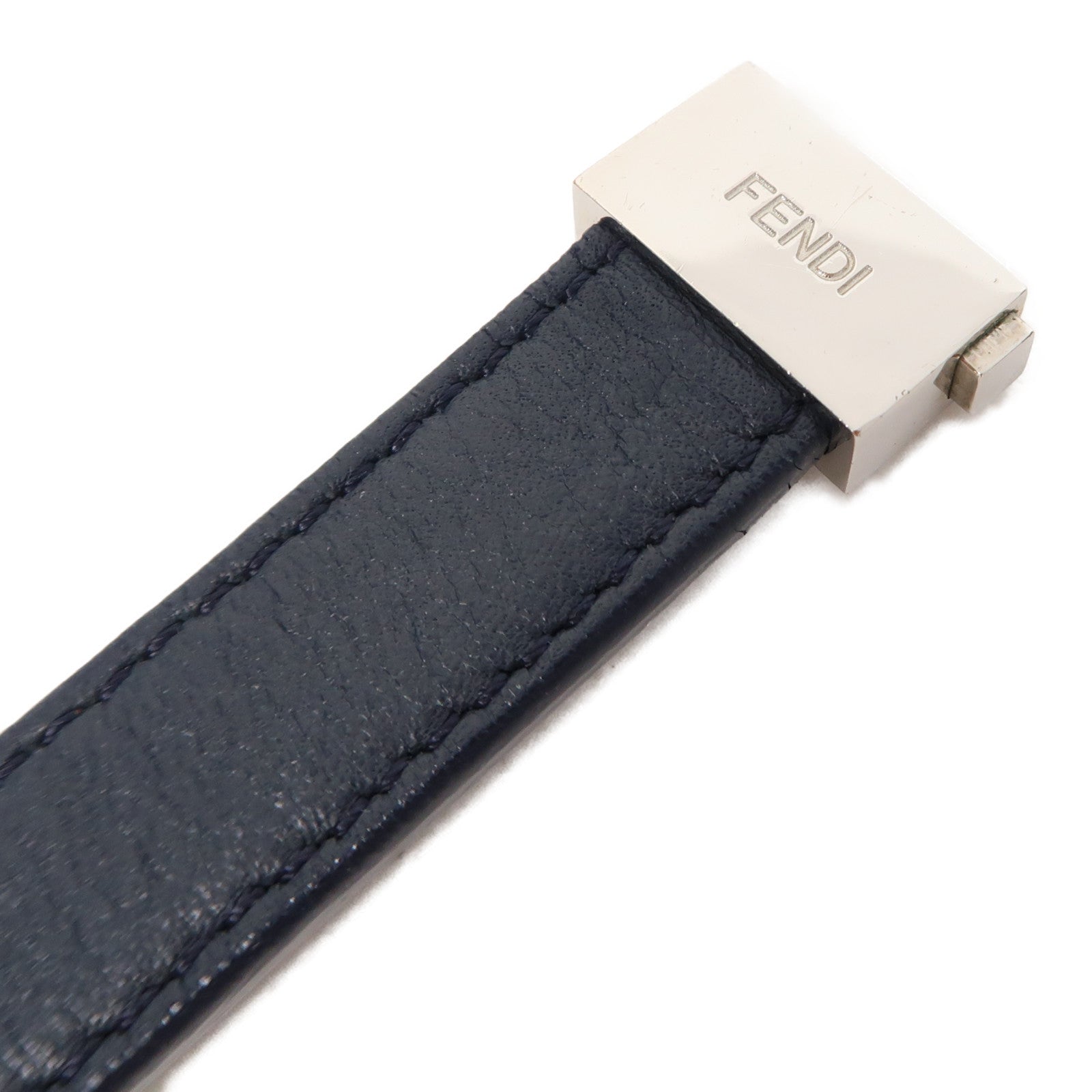 FENDI 【激減優惠】牛皮皮革Bracelet銀扣手鐲藍色