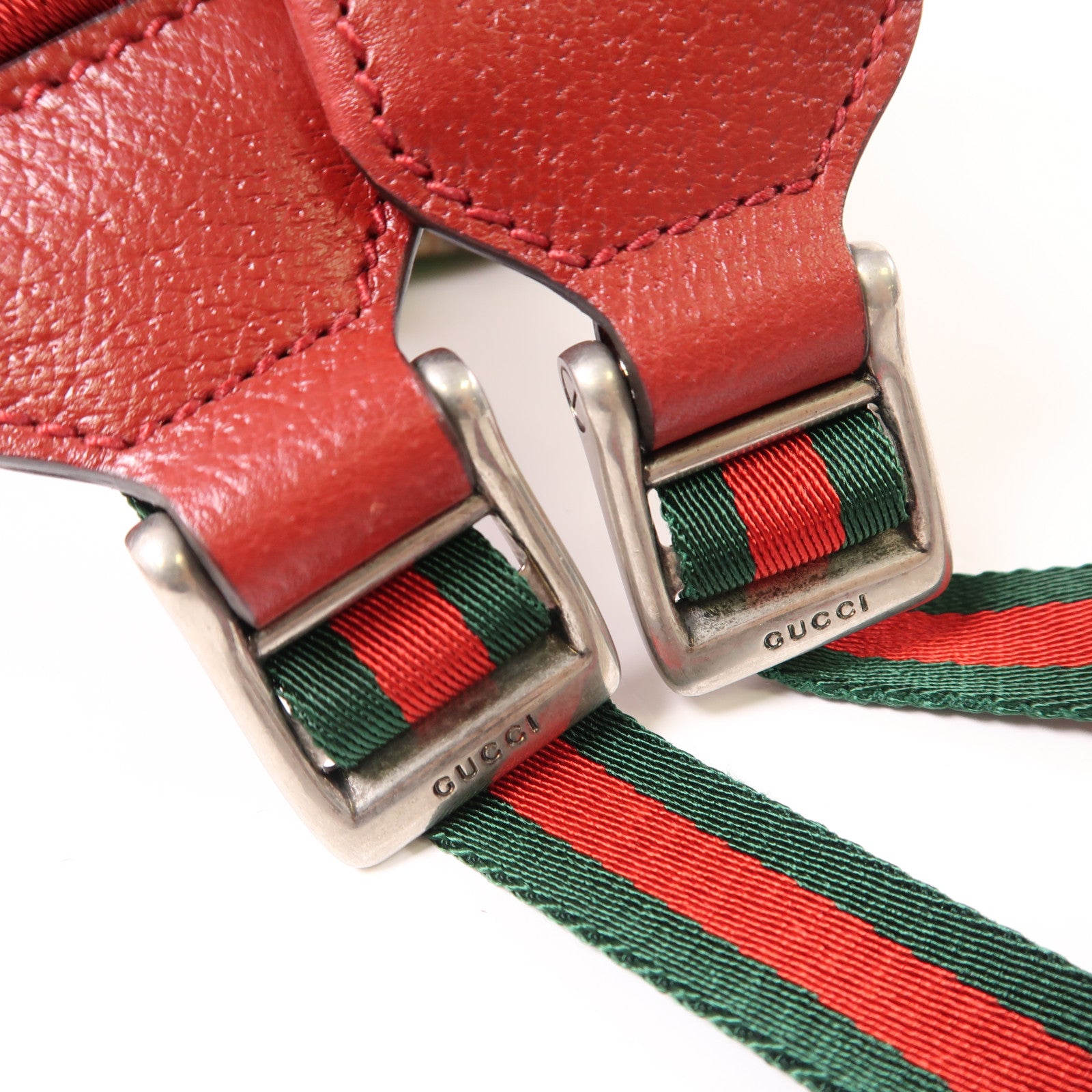 GUCCI 塗層帆布Backpack銀扣背包