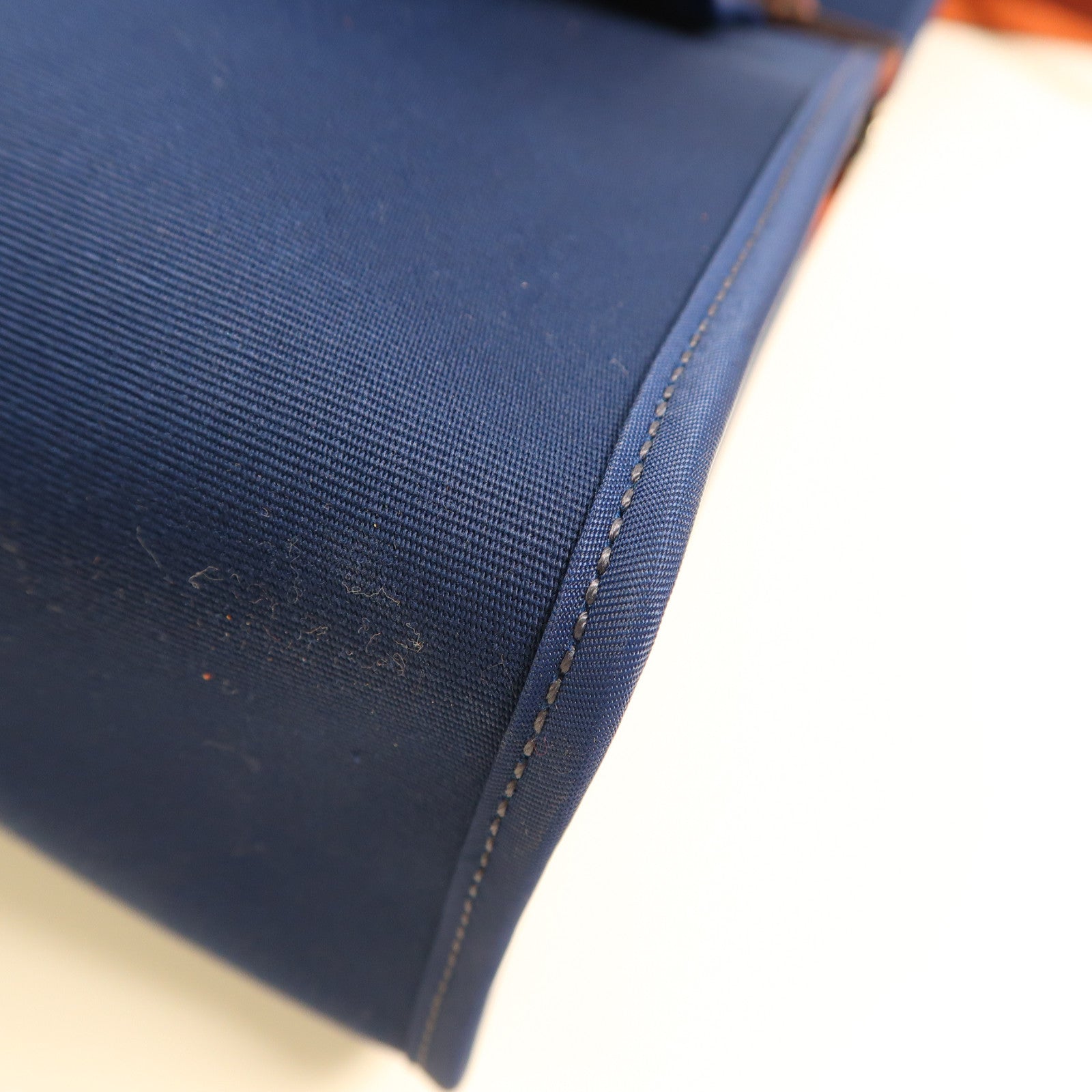 HERMES 帆布/皮革Herbag PM銀扣手挽肩背兩用袋Bleu Agate深藍色/Rouge H紅色