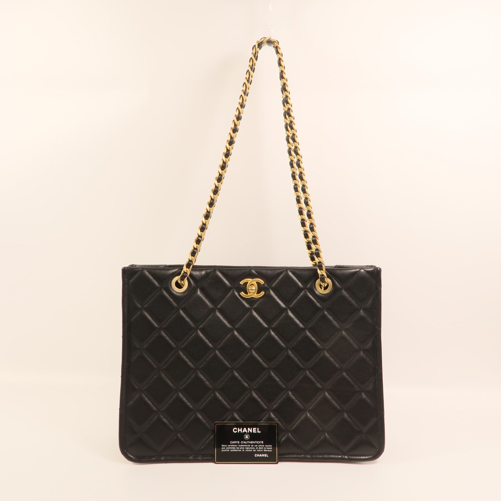 CHANEL 牛皮皮革Quilted Timeless CC Chain Tote金扣鏈帶肩背袋