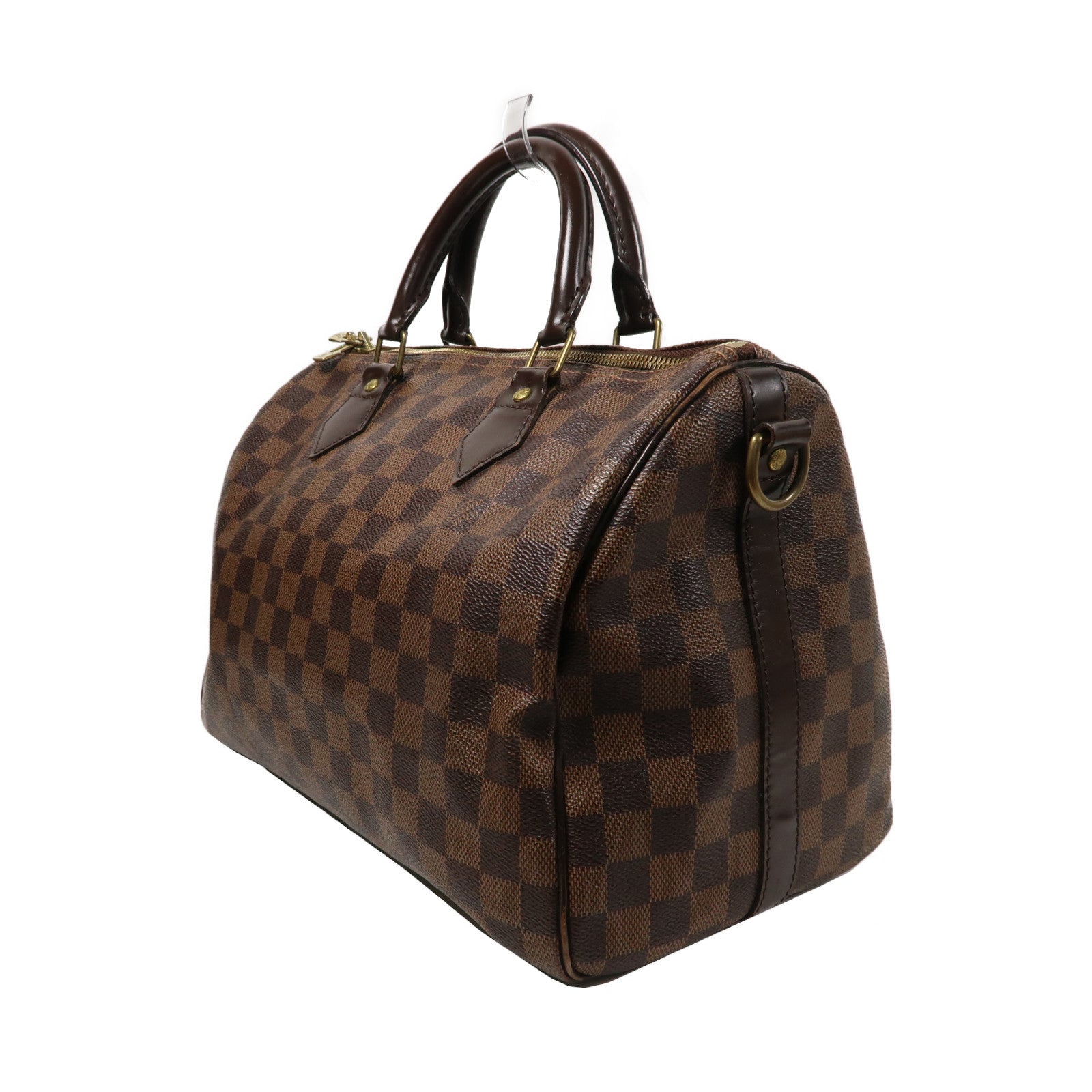LOUIS VUITTON Damier Speedy 30 金扣手挽肩背兩用袋啡色