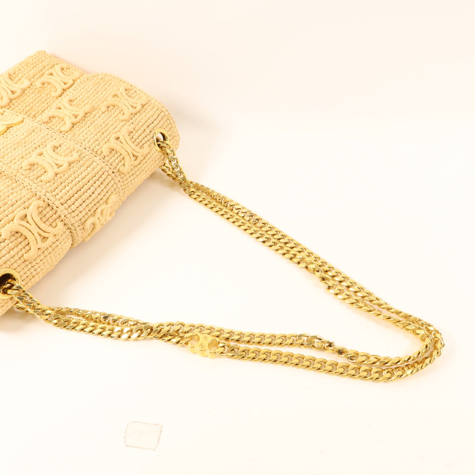 CELINE Raffia Victoire Bag金扣鏈帶肩背袋