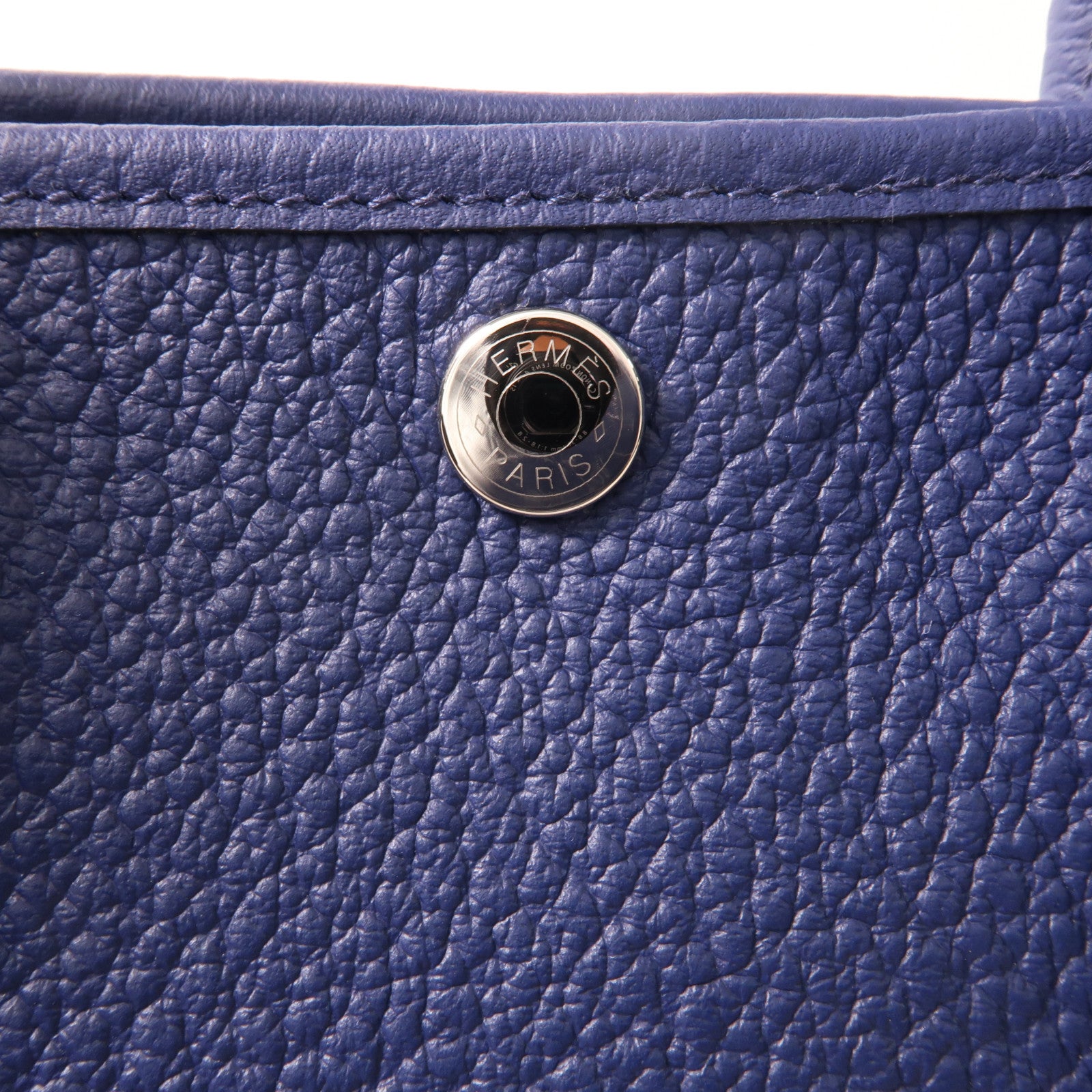 HERMES Negonda皮革Garden Party TPM銀扣手挽袋Blue Saphir/藍色