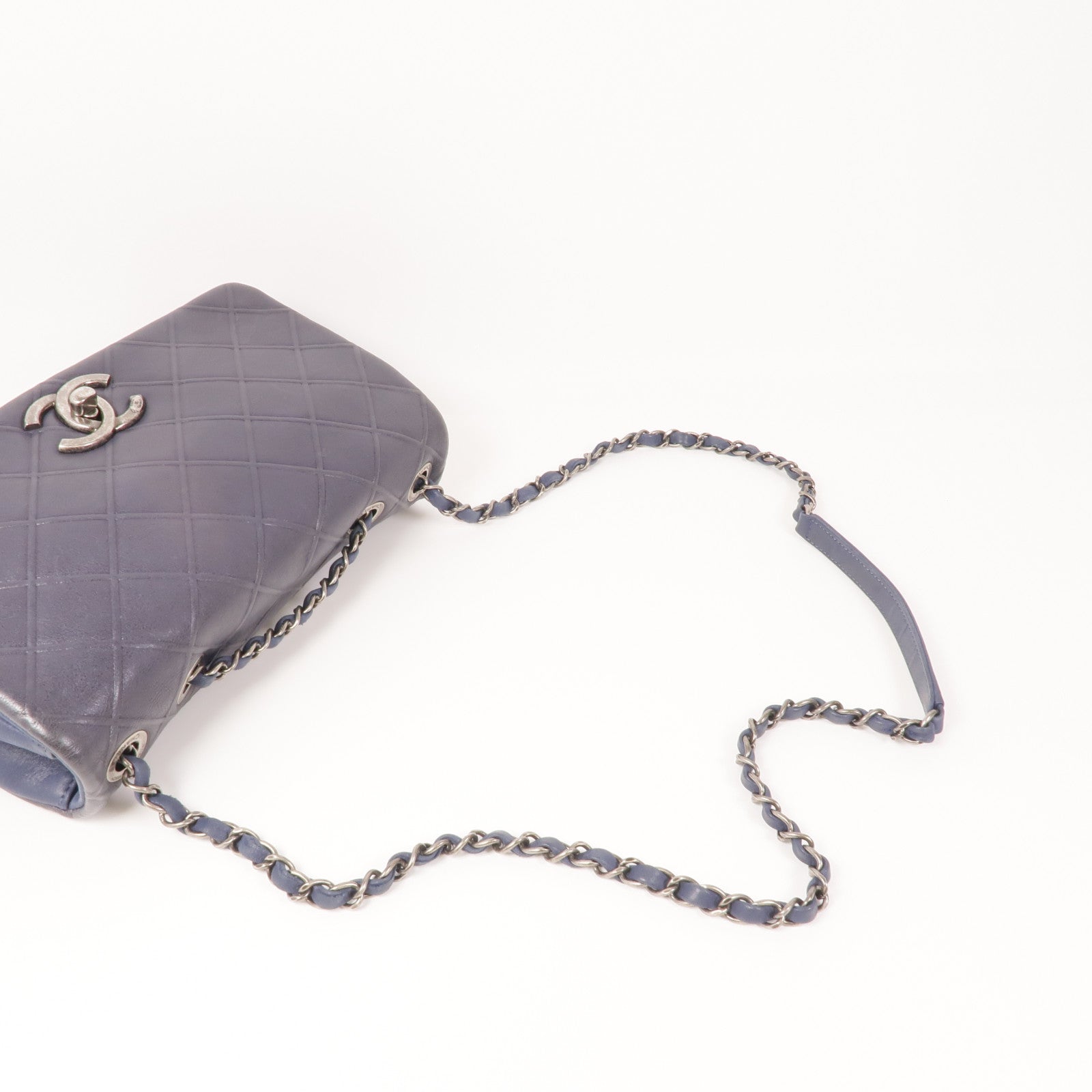 CHANEL 牛皮皮革Chain Shoulder Bag銀扣鏈帶肩背袋