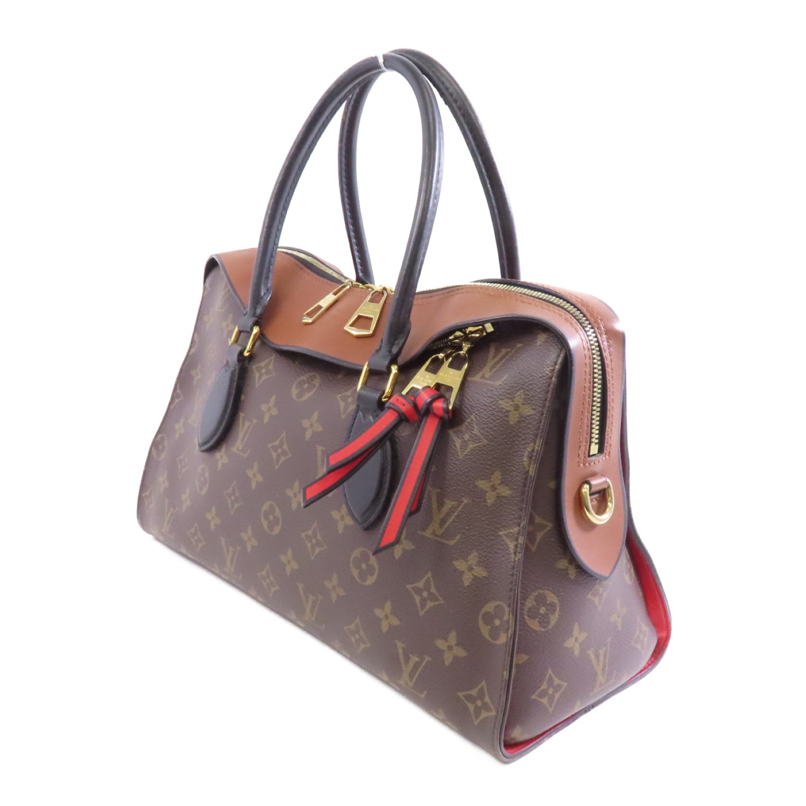 LOUIS VUITTON Monogram Tuileries金扣手挽肩背兩用袋棕色