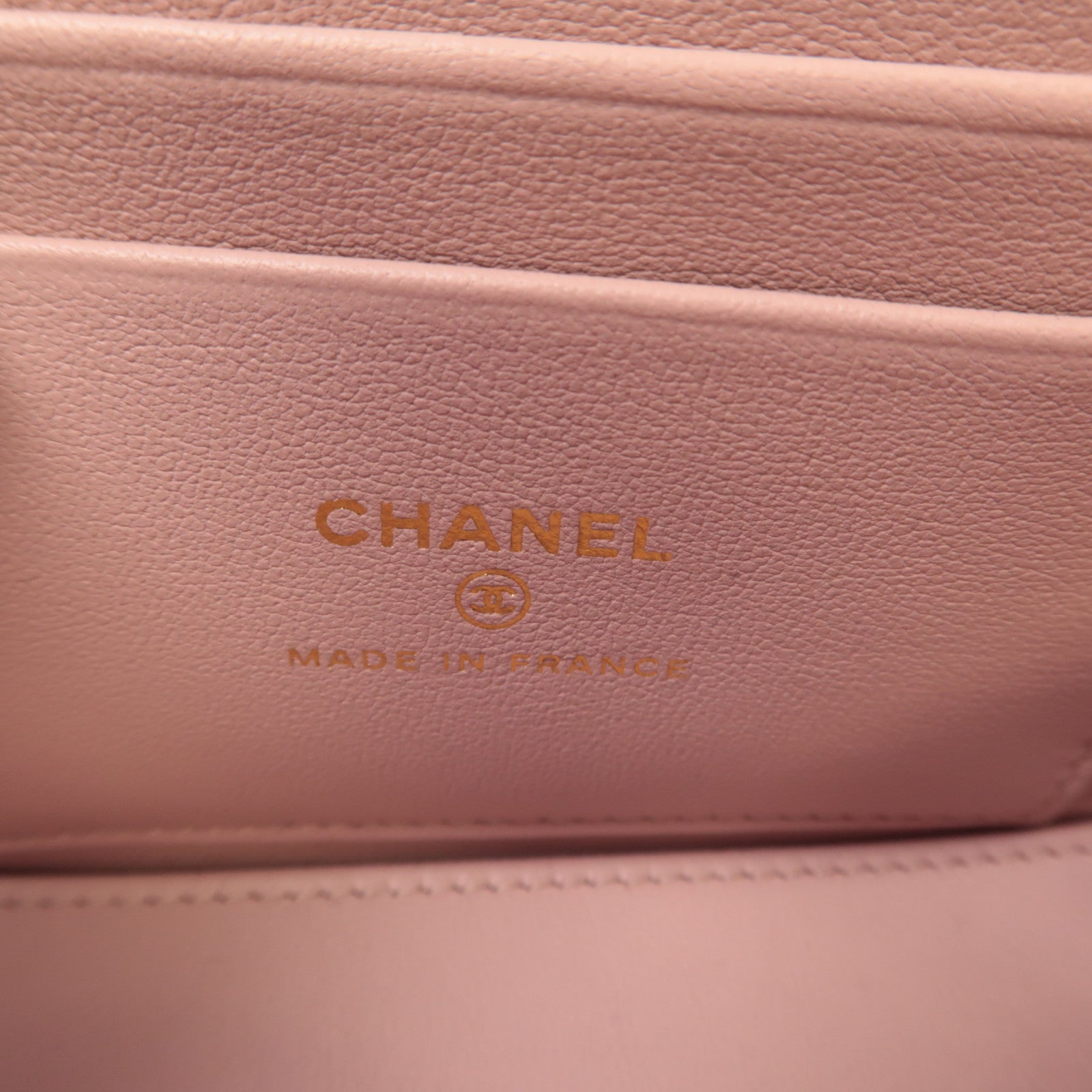 CHANEL 菱格牛皮皮革Vanity Case金扣鏈帶肩背袋粉紅色