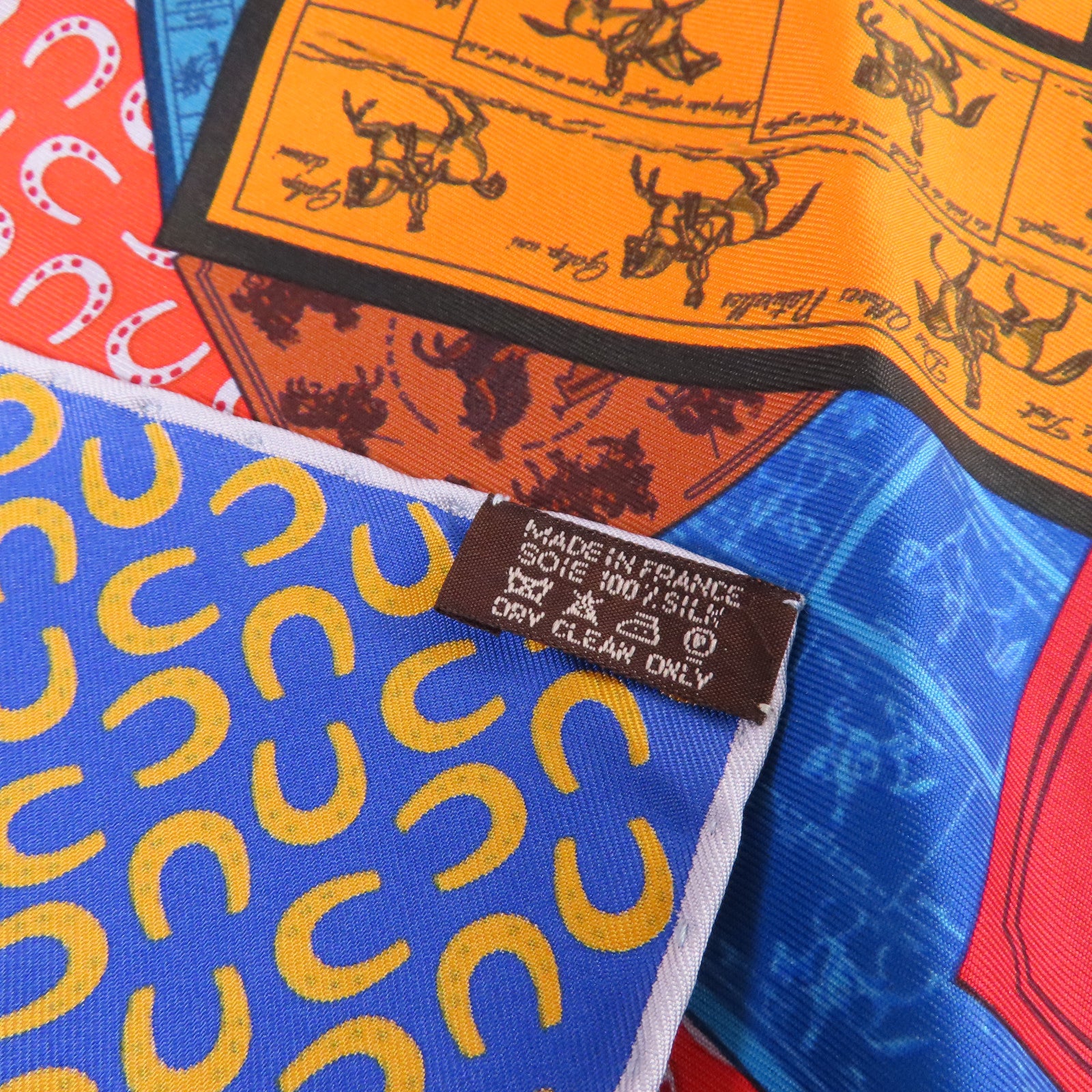 HERMES 絲質90x90 Scarf絲巾橙色/藍色/紅色/彩色