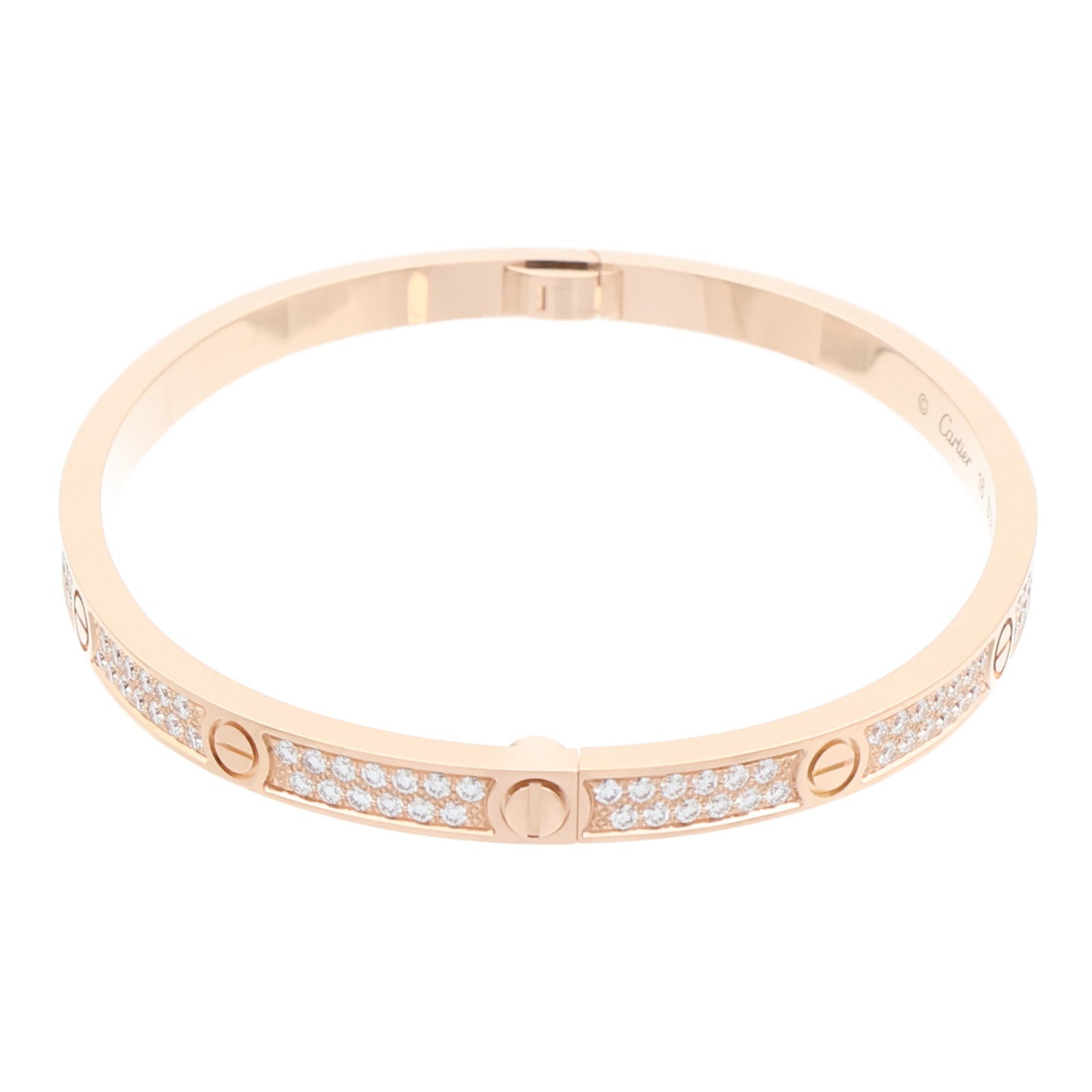 CARTIER 18K玫瑰金Love Bangle SM Paved鑽石手鐲Cartier#16
