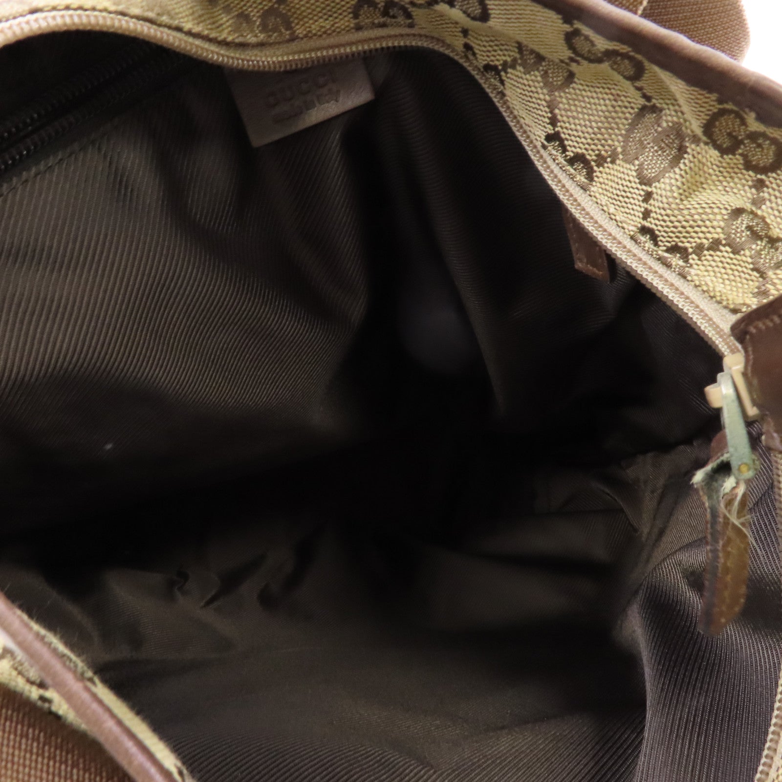 GUCCI 帆布Tote Bag銀扣手挽袋棕色