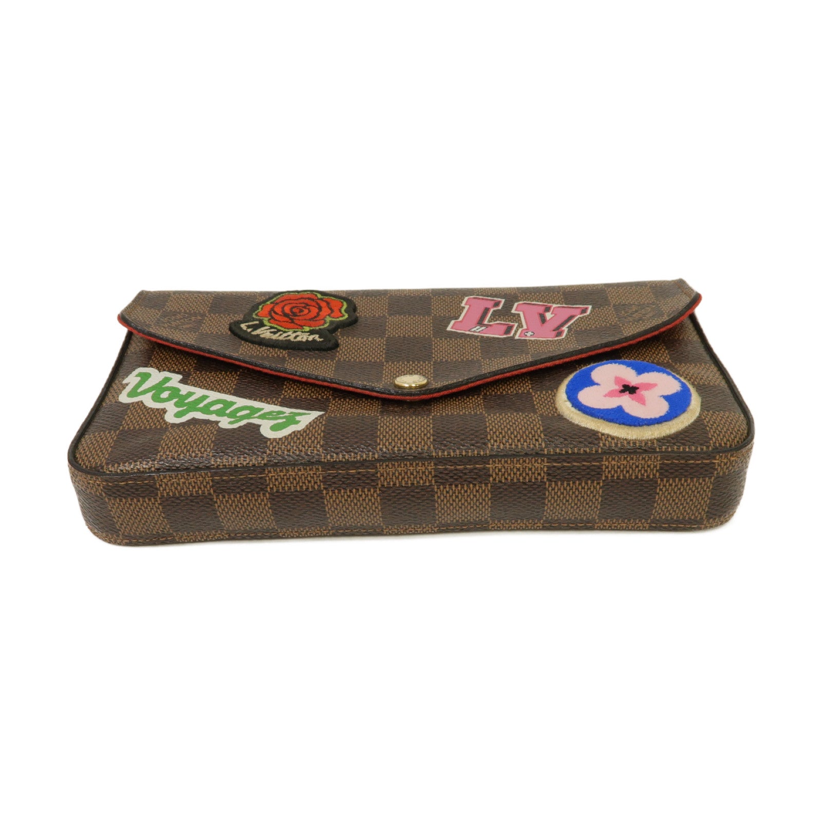 LOUIS VUITTON 【激減優惠】Damier Pochette Felicie金扣鏈帶肩背袋啡色