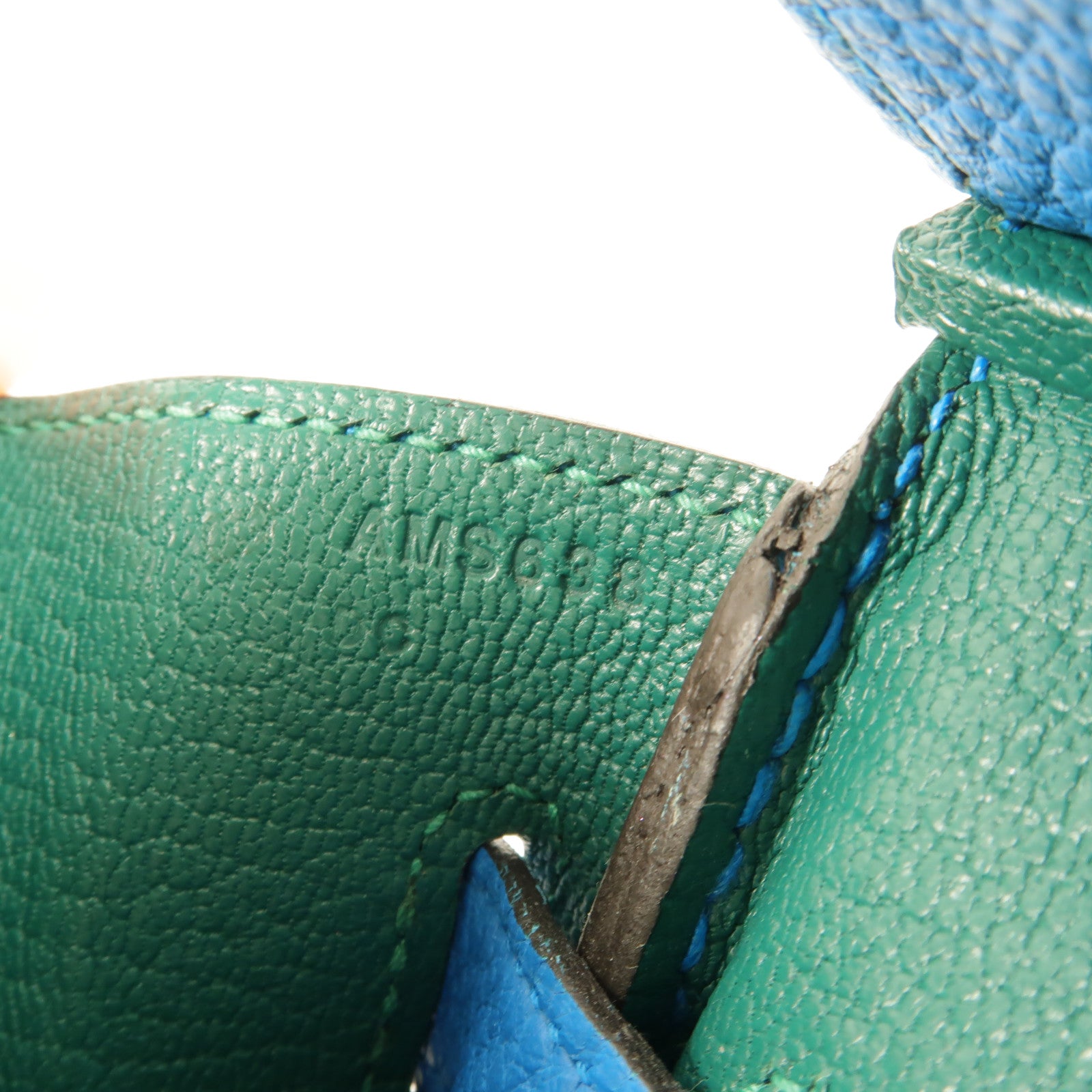 HERMES Clemence皮革Birkin 30手挽袋Bleu Izmir/Malachite