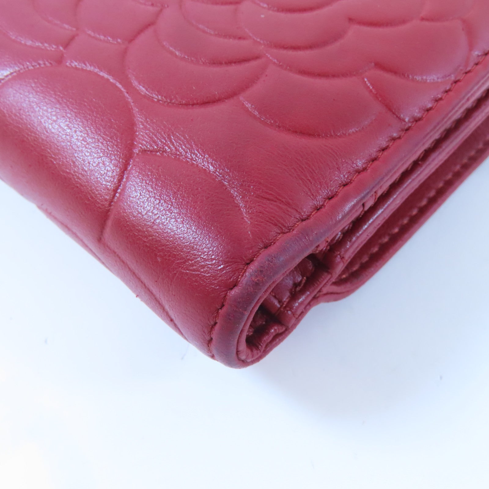 CHANEL 羊皮皮革Wallet銀扣錢包紅色