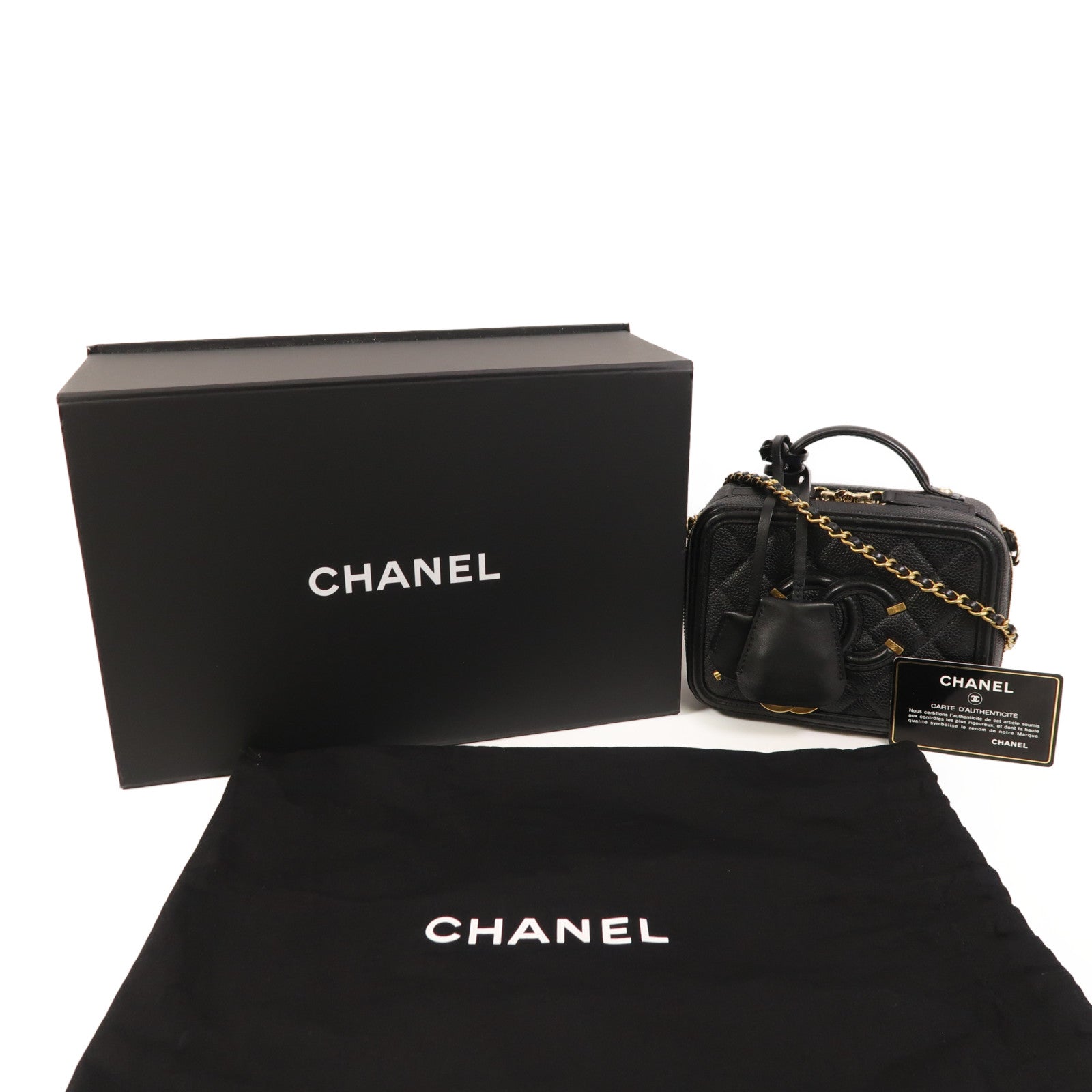 CHANEL 【激減優惠】牛皮皮革Vanity Case金扣手挽肩背兩用袋