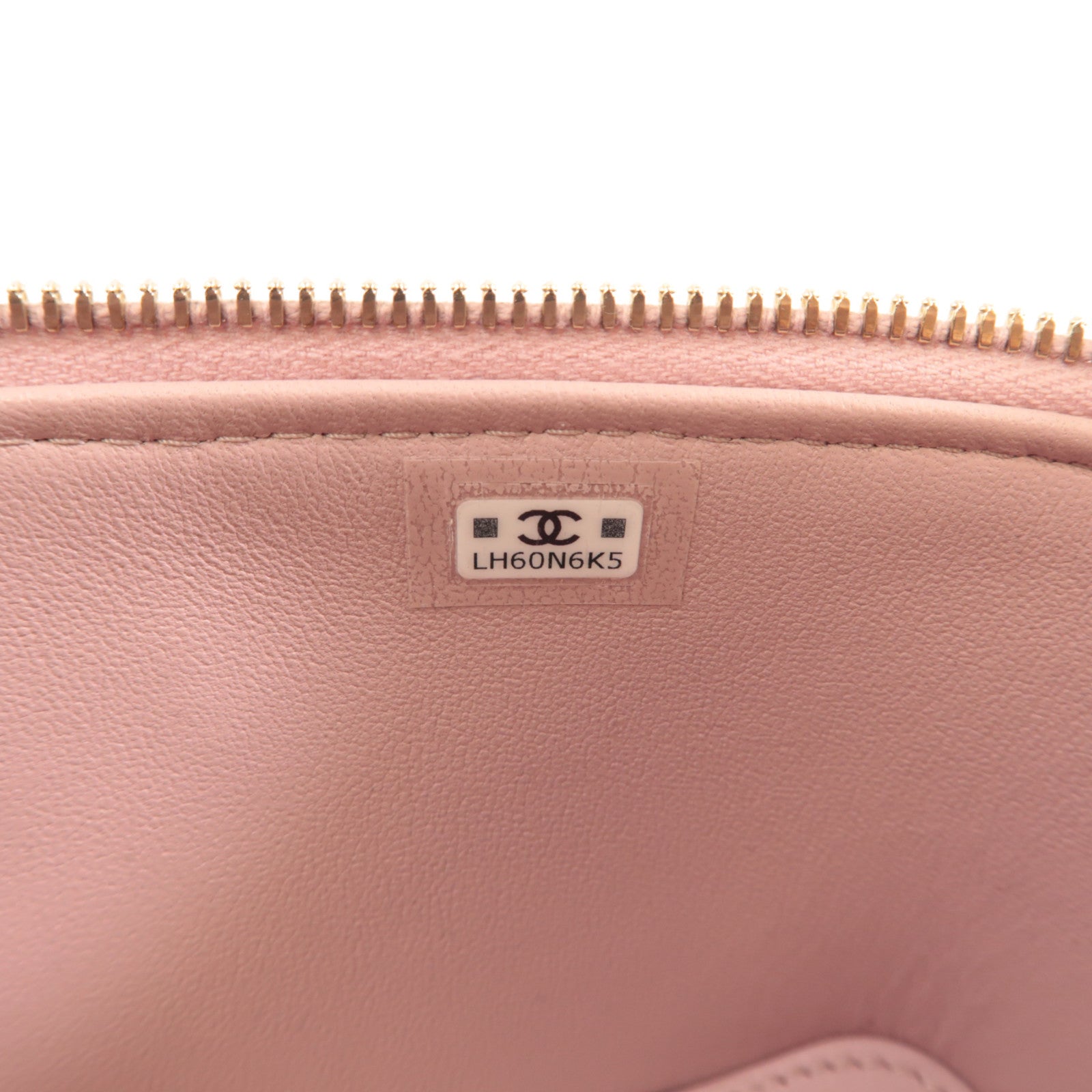 CHANEL 菱格牛皮皮革Vanity Case金扣鏈帶肩背袋粉紅色