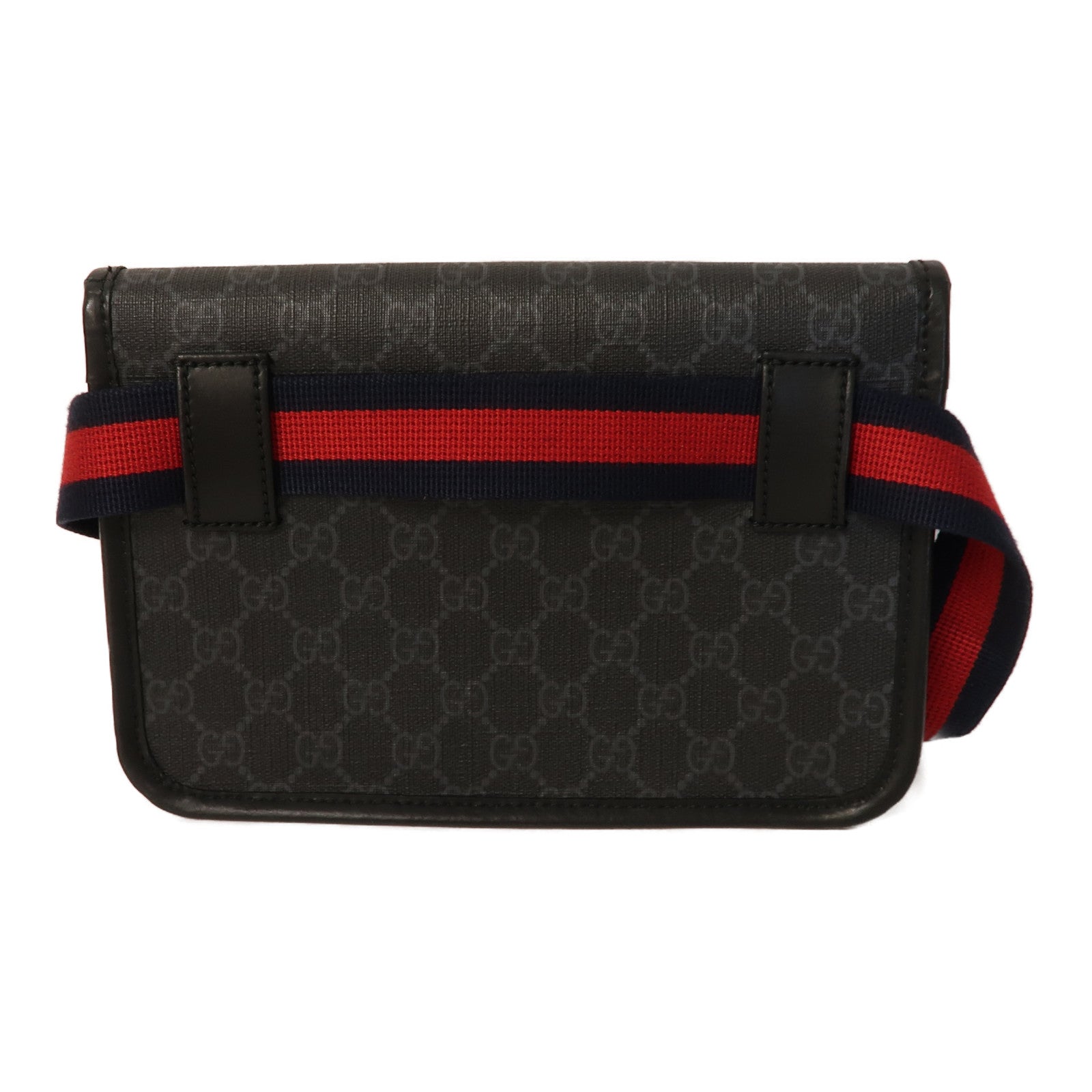 GUCCI 塗層帆布Shoulder Bag銀扣肩背袋黑色