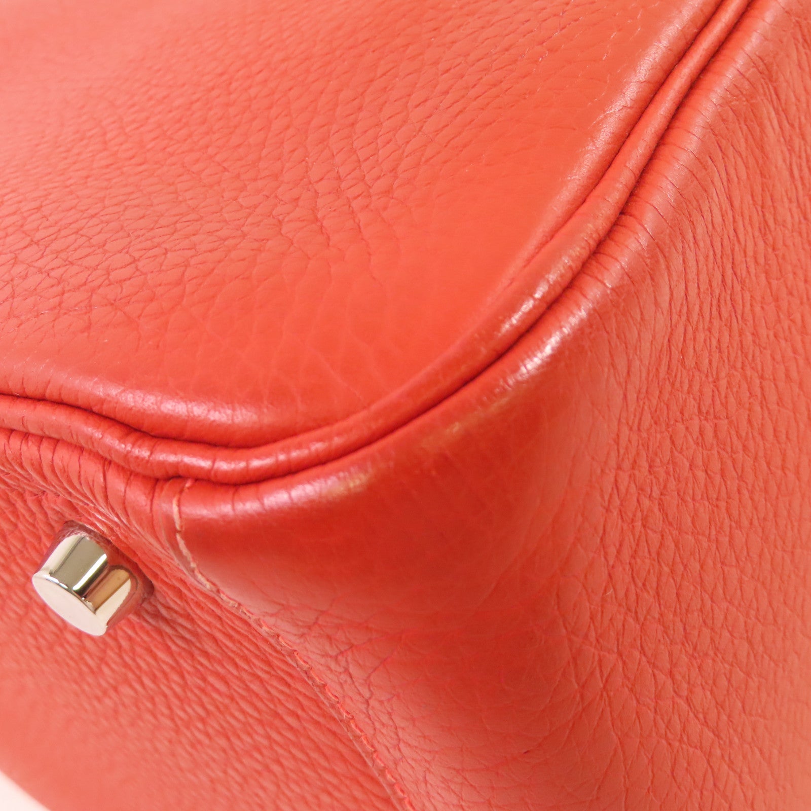 HERMES Clemence皮革Lindy 30 Shoulder Bag銀扣肩背袋9M Sanguine三文魚紅色/2R Rouge Pivoine牡丹紅色