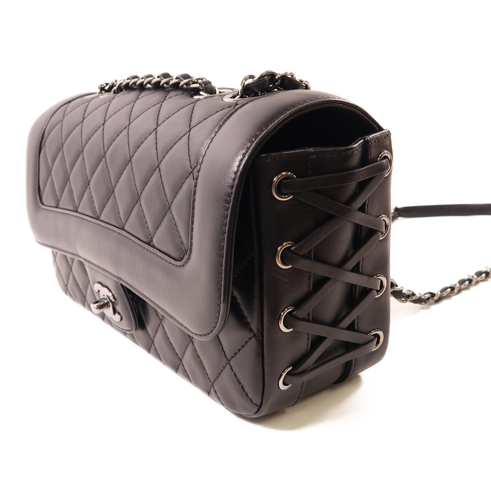 CHANEL【激減優惠】 羊皮皮革Chain Shoulder銀扣鏈帶肩背袋