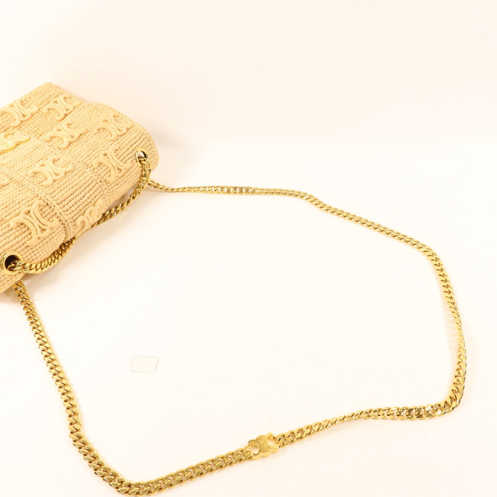 CELINE Raffia Victoire Bag金扣鏈帶肩背袋