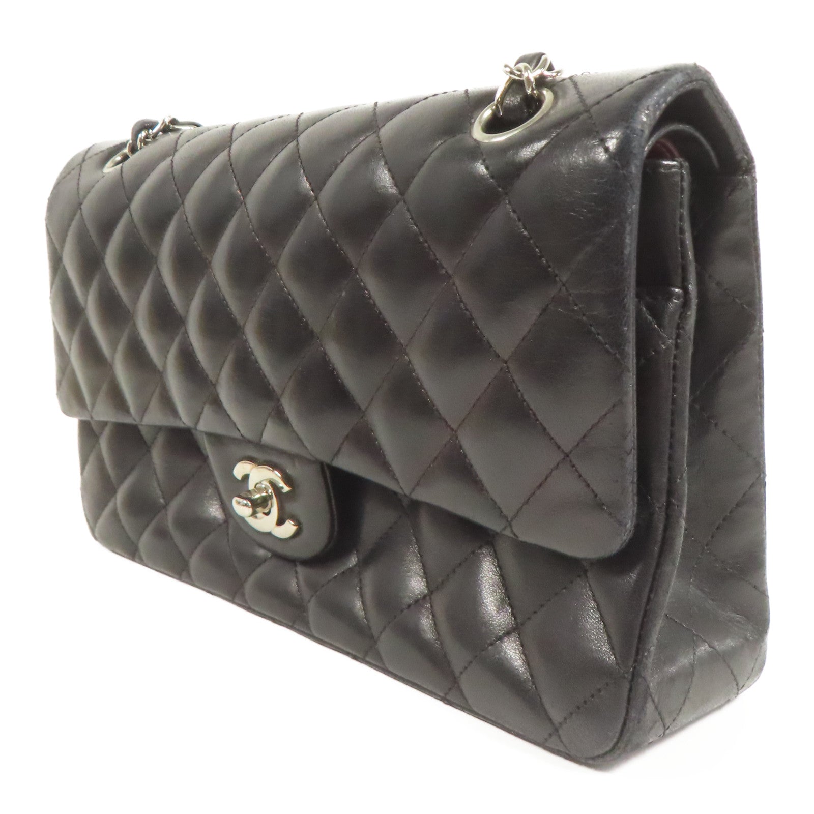 CHANEL 羊皮皮革Classic 25銀扣鏈帶肩背袋