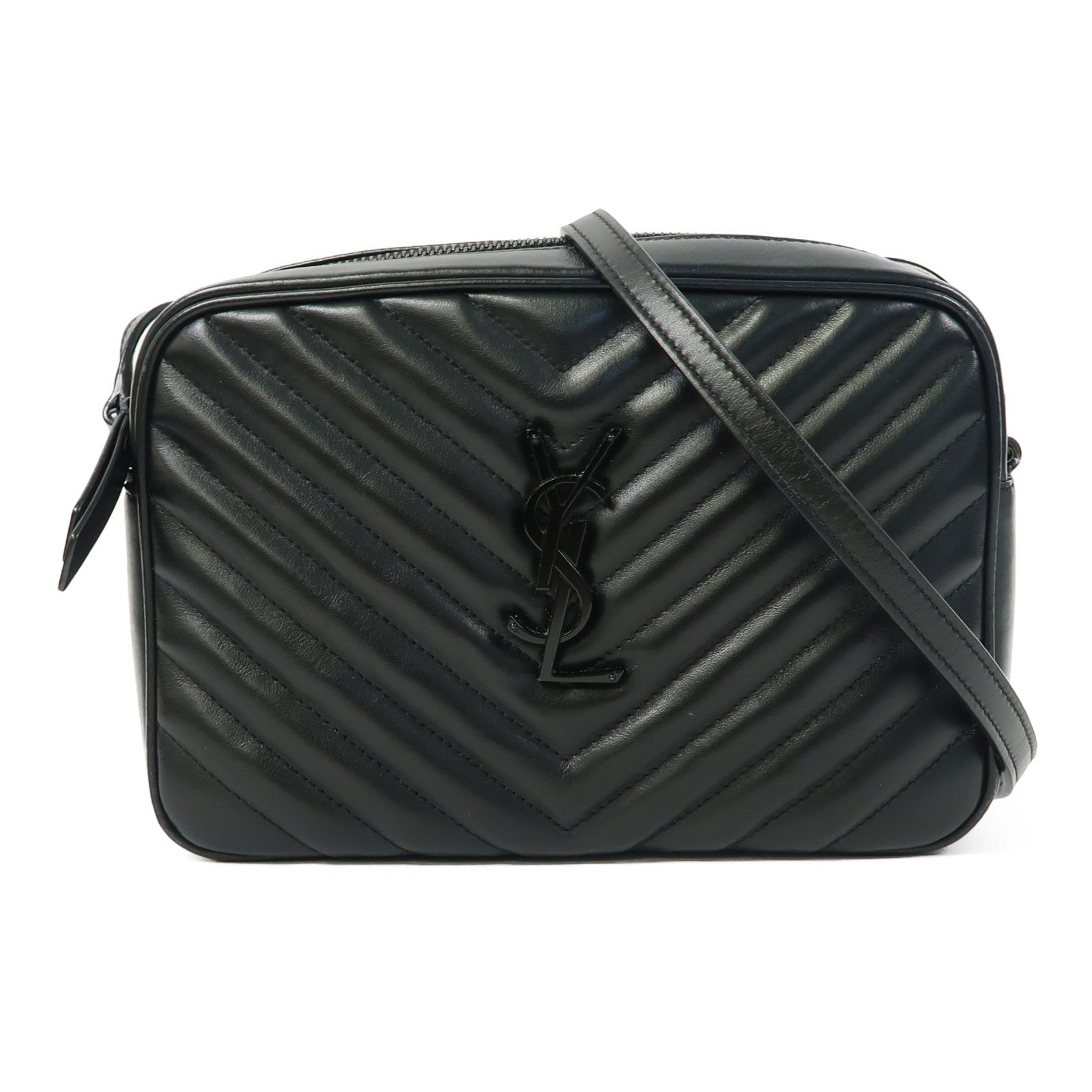 SAINT LAURENT 牛皮皮革Lou Camera肩背袋黑色