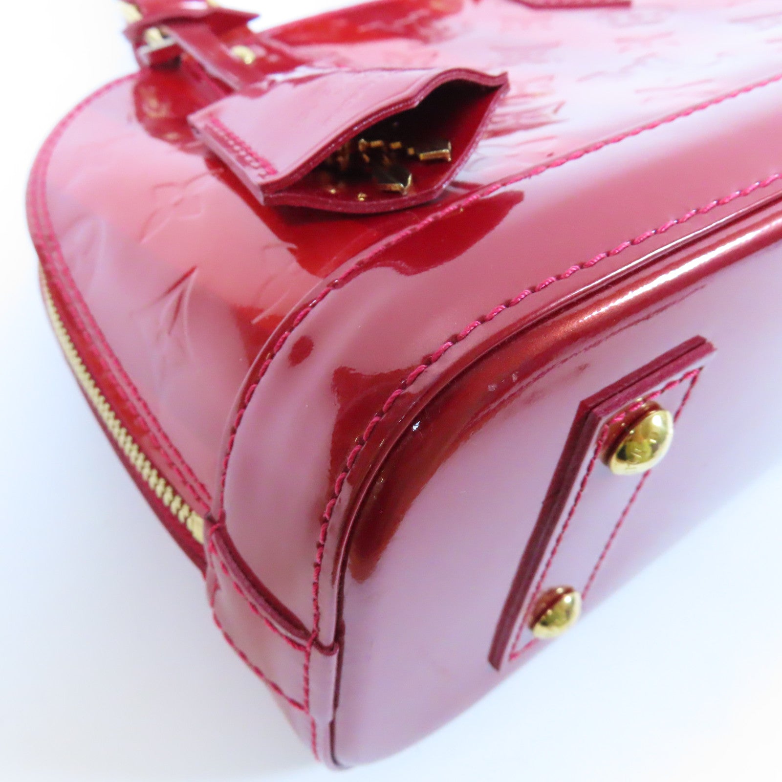 LOUIS VUITTON 【激減優惠】Monogram Vernis Alma BB金扣手挽袋紅色
