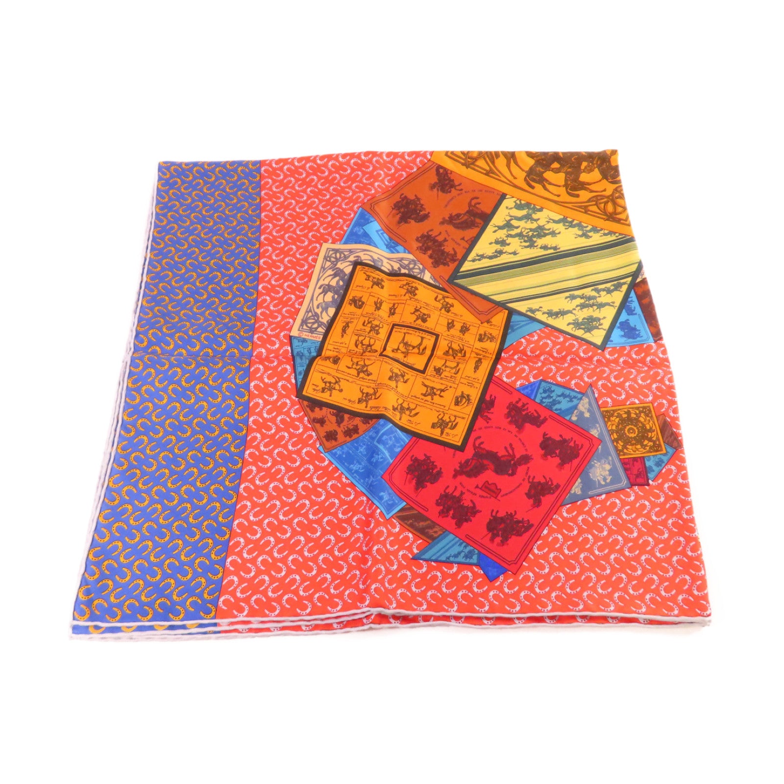 HERMES 絲質90x90 Scarf絲巾橙色/藍色/紅色/彩色