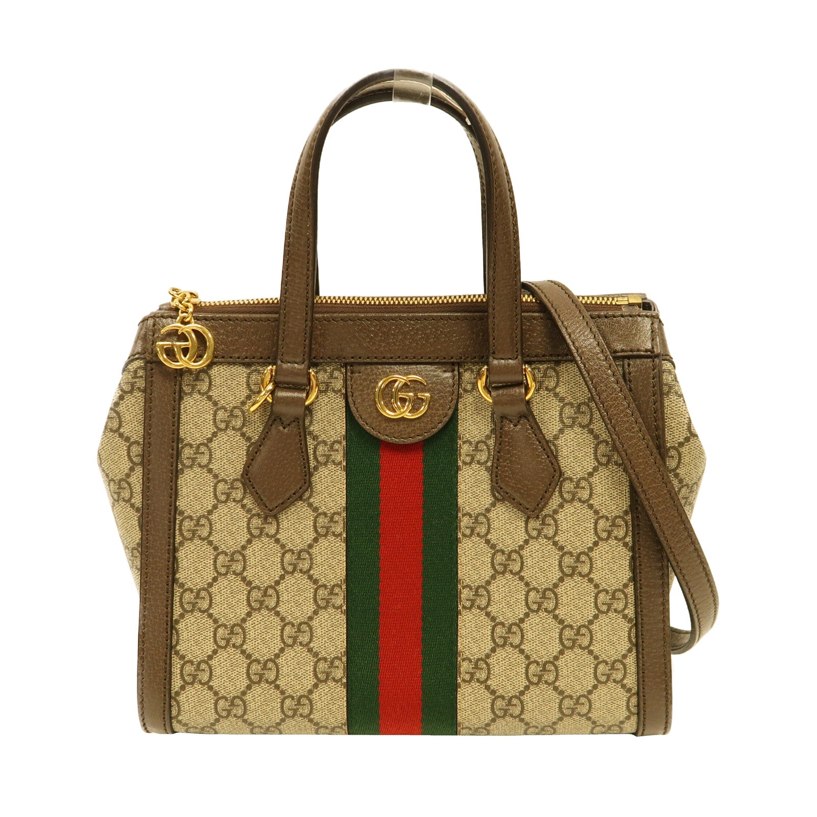 GUCCI 塗層帆布Ophidia Small Tote金扣手挽肩背兩用袋啡色