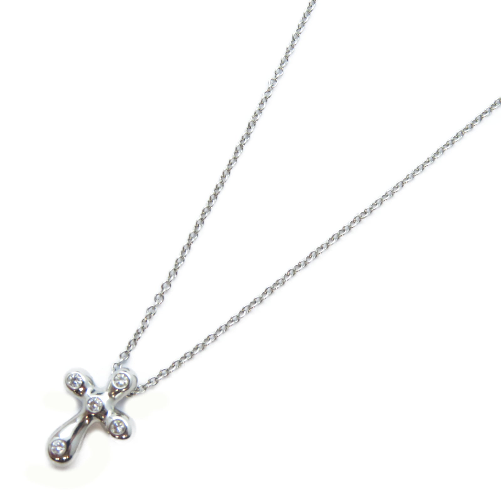 TIFFANY＆CO PT950鉑金Elsa Peretti Cross Diamond Necklace鑽石項鍊