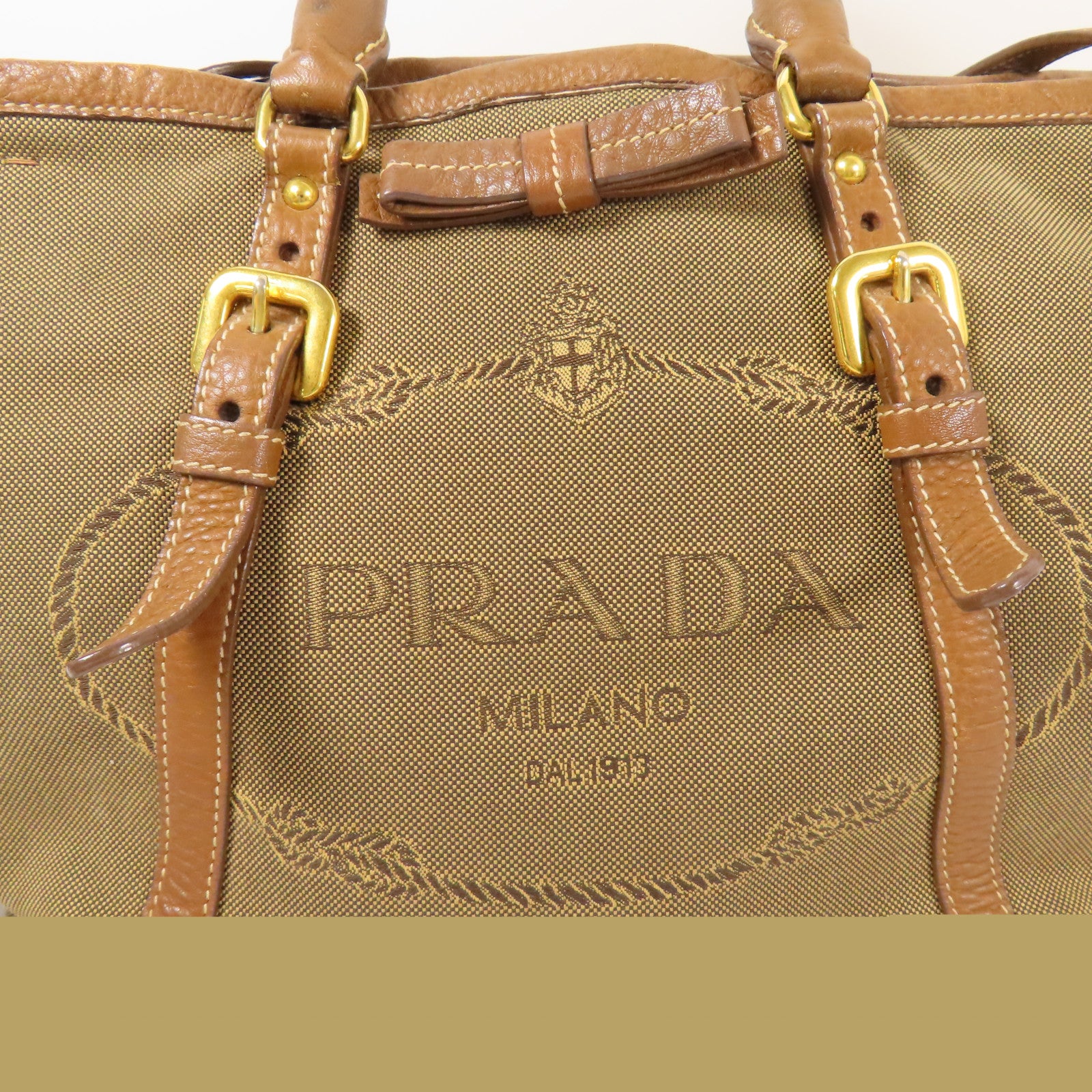 PRADA 帆布2 Way Shoulder金扣手挽肩背兩用袋