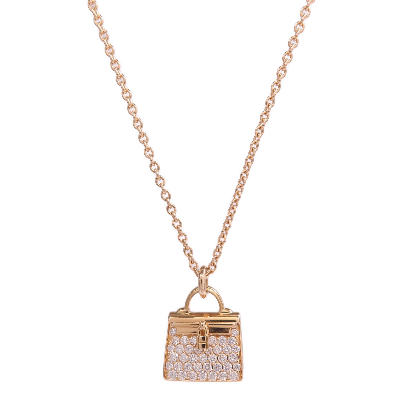 HERMES 【激減優惠】18K玫瑰金Amulettes Kelly Pendant鑽石項鍊