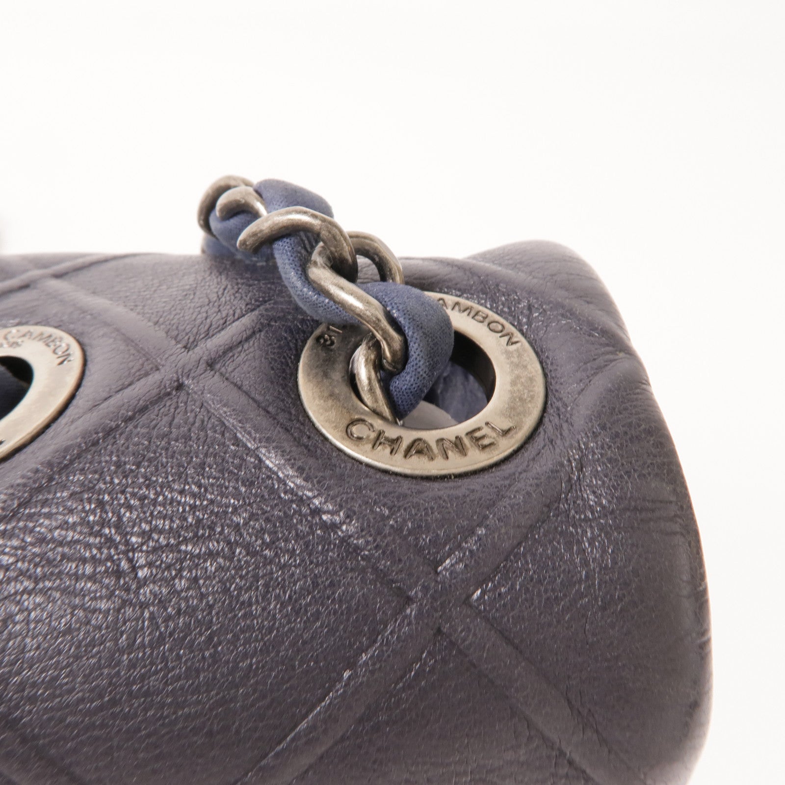 CHANEL 牛皮皮革Chain Shoulder Bag銀扣鏈帶肩背袋