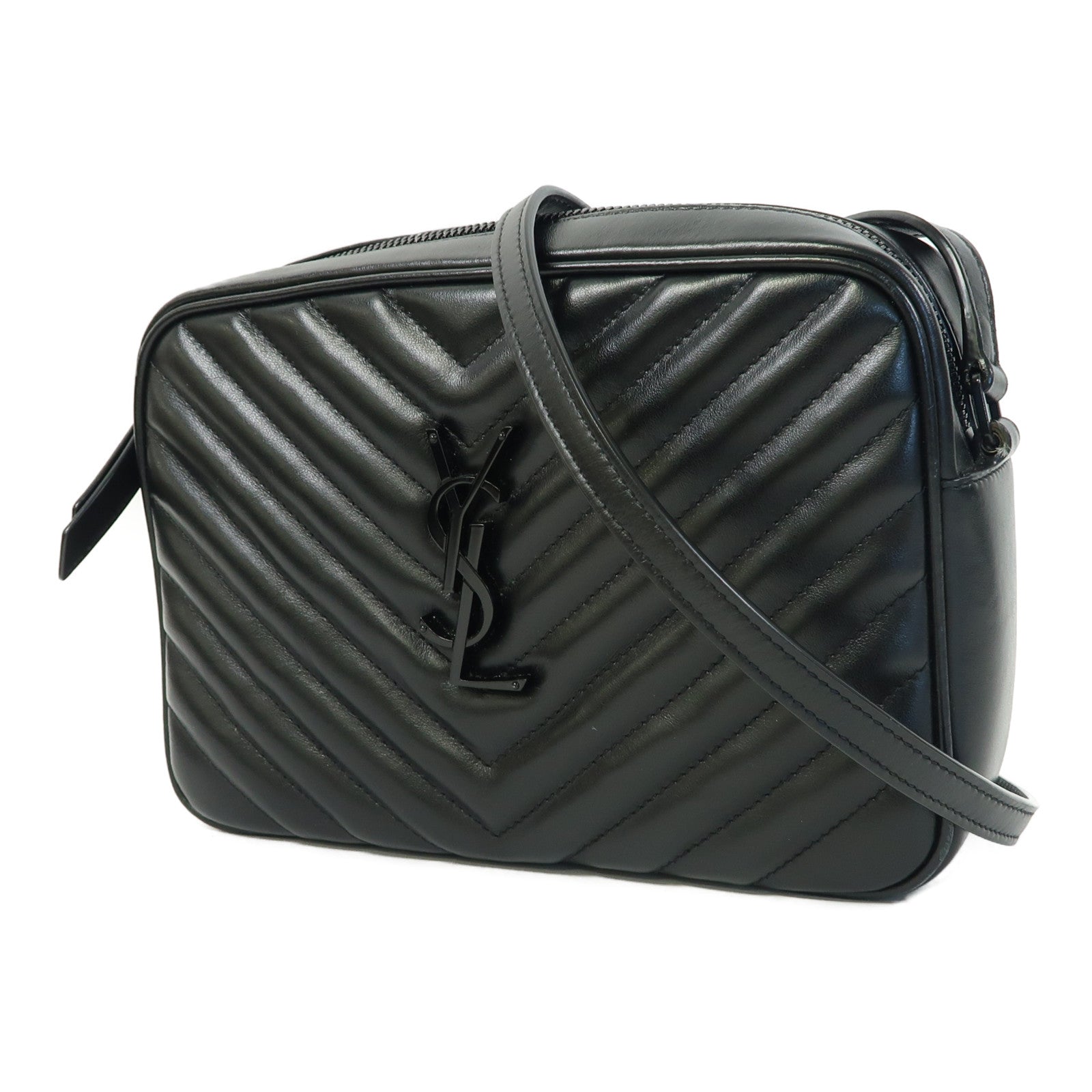 SAINT LAURENT 牛皮皮革Lou Camera肩背袋黑色