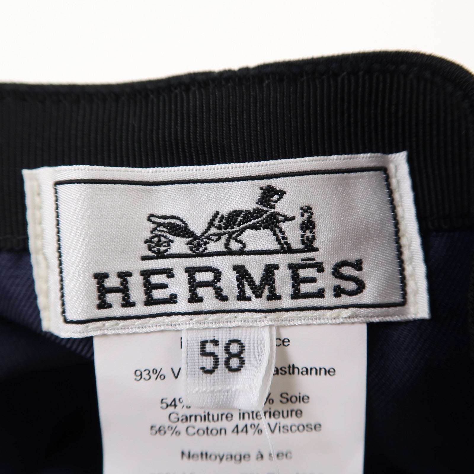 HERMES 棉布/絲質Tess Milano Cap Hat帽子#58黑色