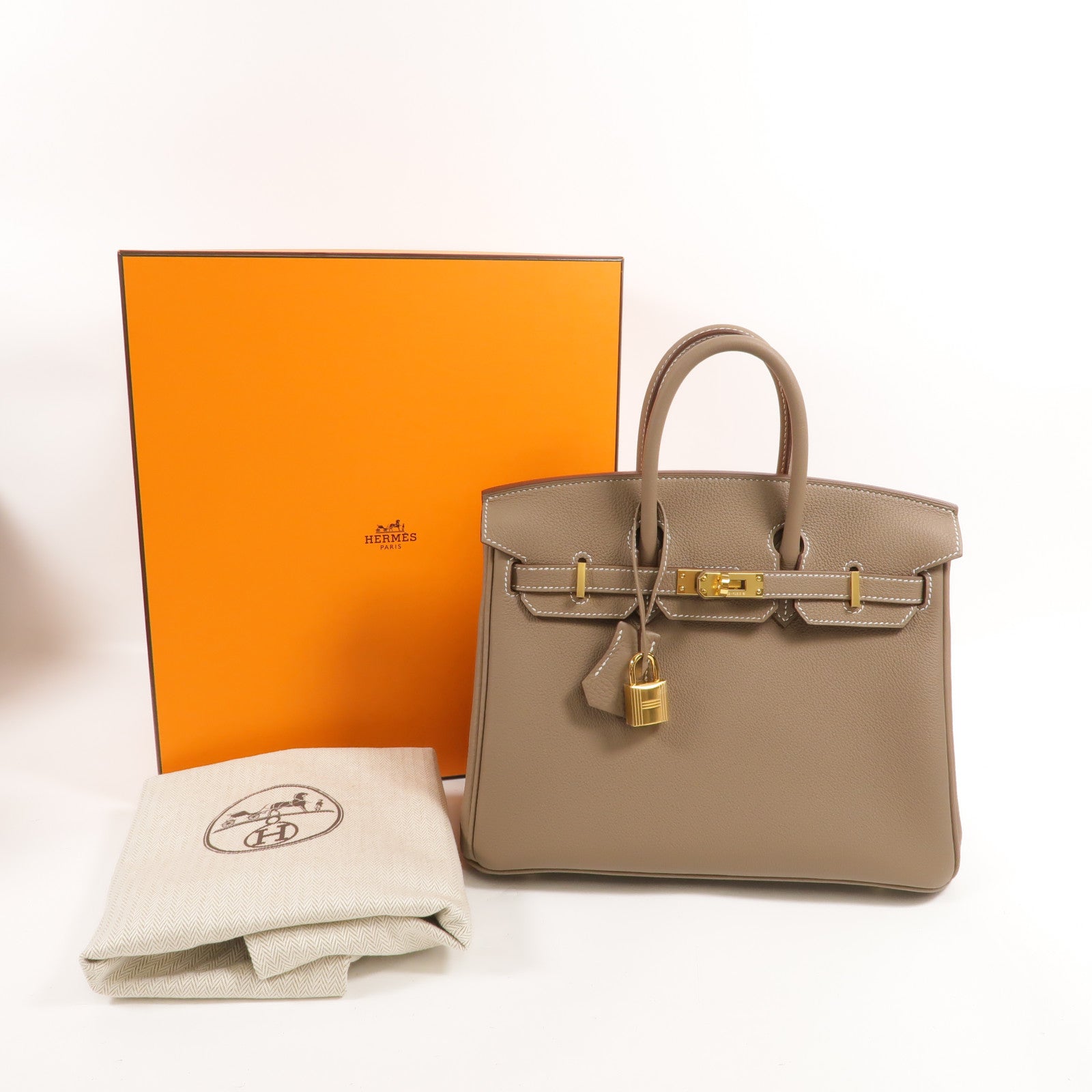 HERMES Togo皮革Birkin 25手挽袋Etoupe