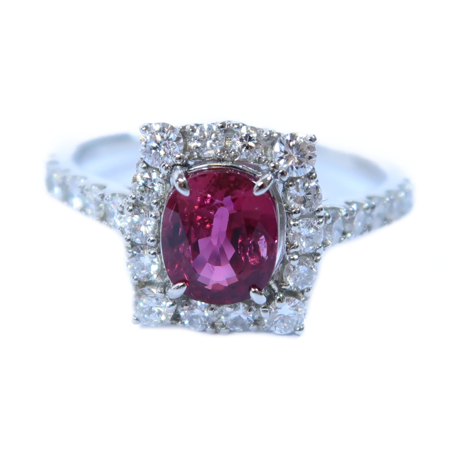 JEWELRY 【激減優惠】PT950鉑金Ruby Ring 1.20ct紅寶石/0.61ct鑽石戒指US#7.5