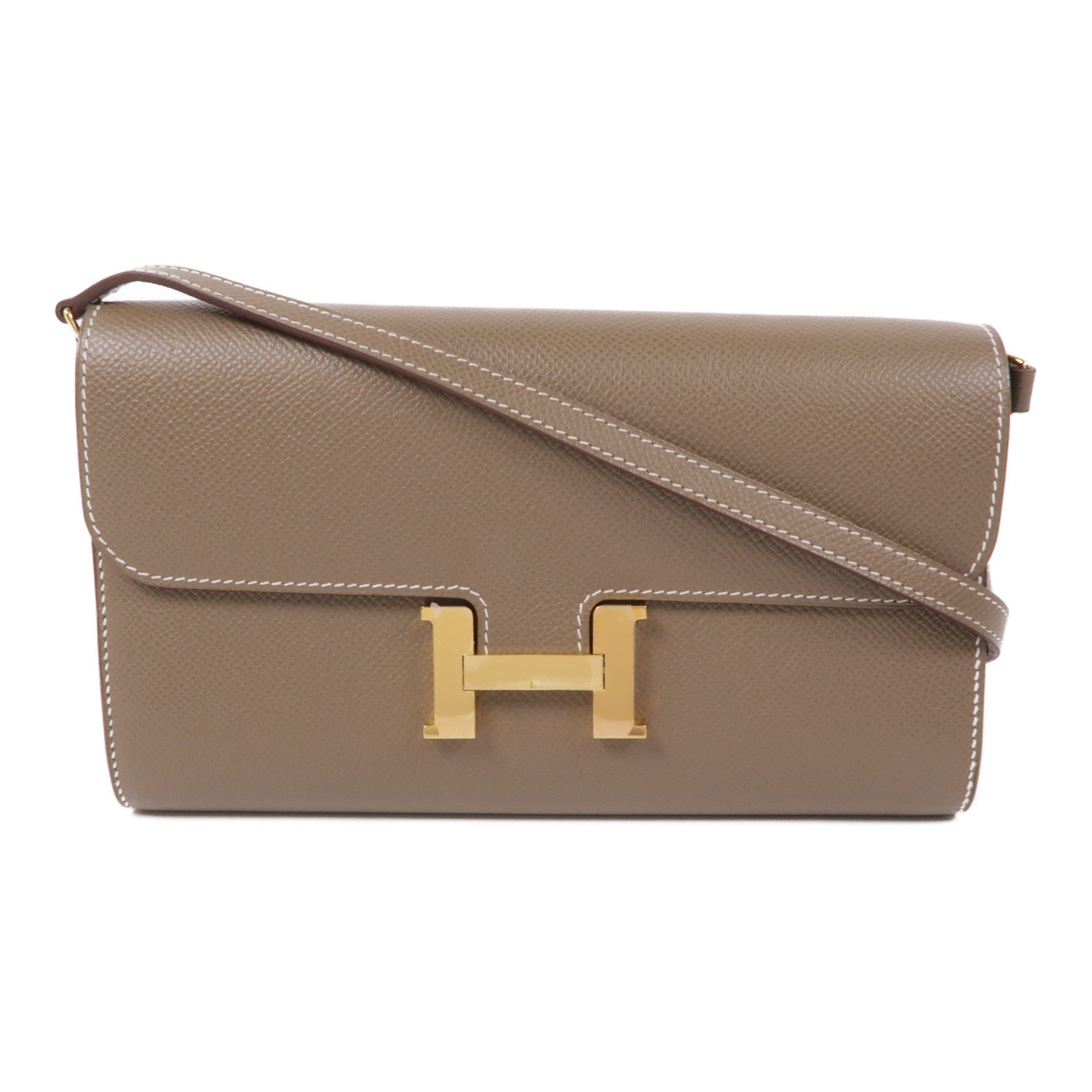 HERMES Epsom皮革Constance To Go金扣肩背袋Etoupe