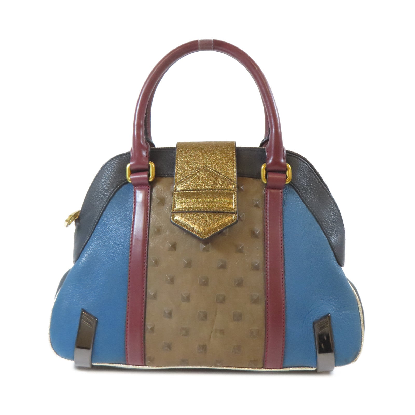 MARC BY MARC JACOBS 牛皮皮革Hand Bag金扣手挽袋藍色/黑色/金色/啡色