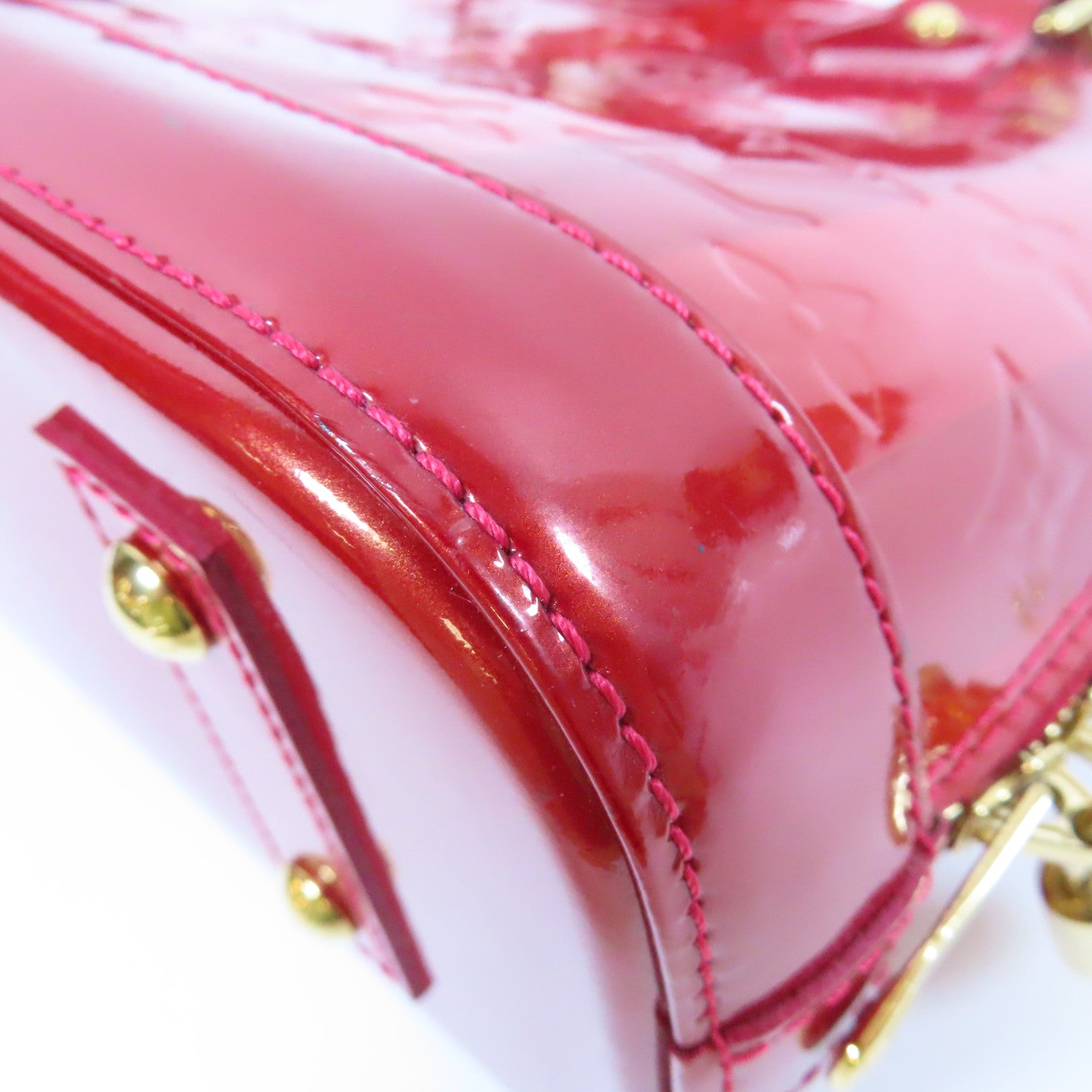 LOUIS VUITTON 【激減優惠】Monogram Vernis Alma BB金扣手挽袋紅色